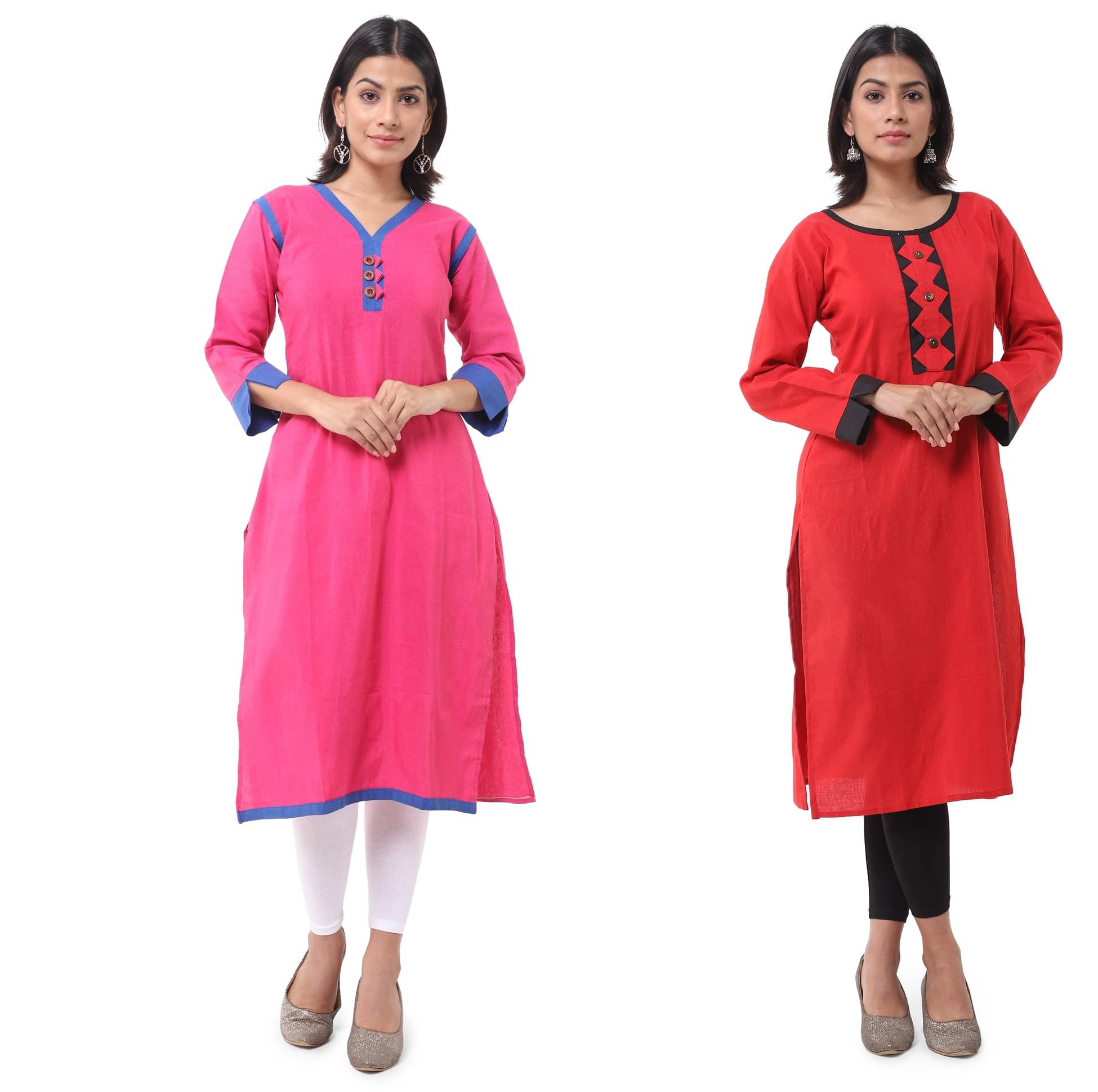     			DESHBANDHU DBK - Multicolor Cotton Women's Straight Kurti ( Pack of 2 )