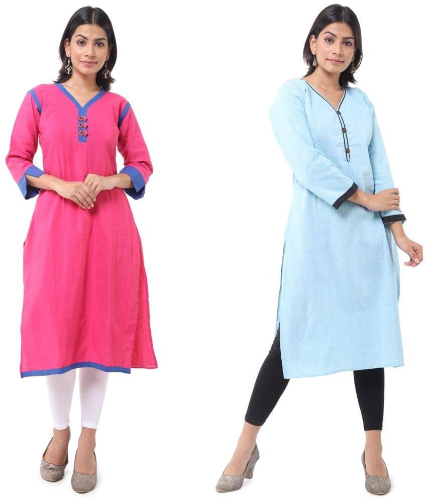 DESHBANDHU DBK - Multicolor Cotton Women's Straight Kurti ( Pack of 2 ) DESHBANDHU DBK - Multicolor Cotton Women's Straight Kurti ( Pack of 2 )
