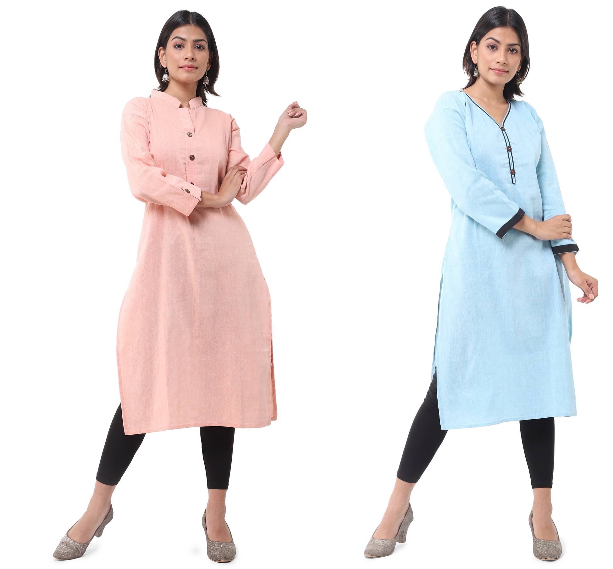 DESHBANDHU DBK - Multicolor Cotton Women's Straight Kurti ( Pack of 2 ) DESHBANDHU DBK - Multicolor Cotton Women's Straight Kurti ( Pack of 2 )