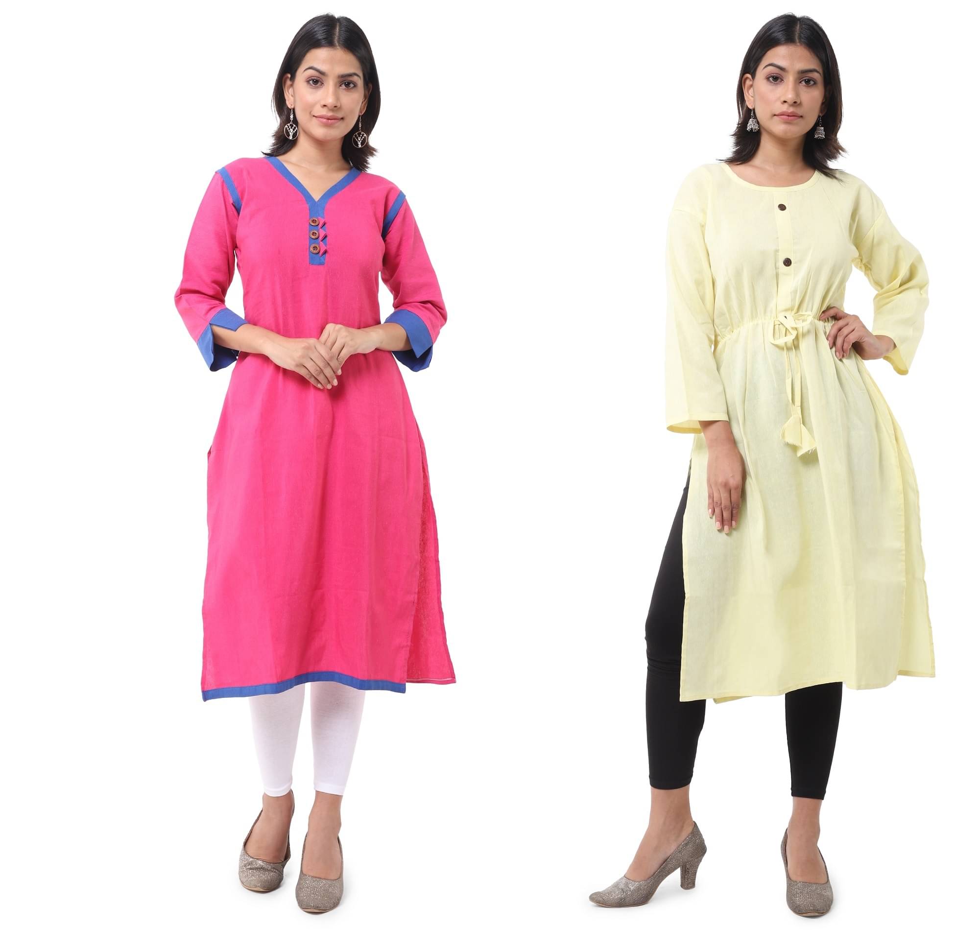 DESHBANDHU DBK - Multicolor Cotton Women's Straight Kurti ( Pack of 2 ) DESHBANDHU DBK - Multicolor Cotton Women's Straight Kurti ( Pack of 2 )