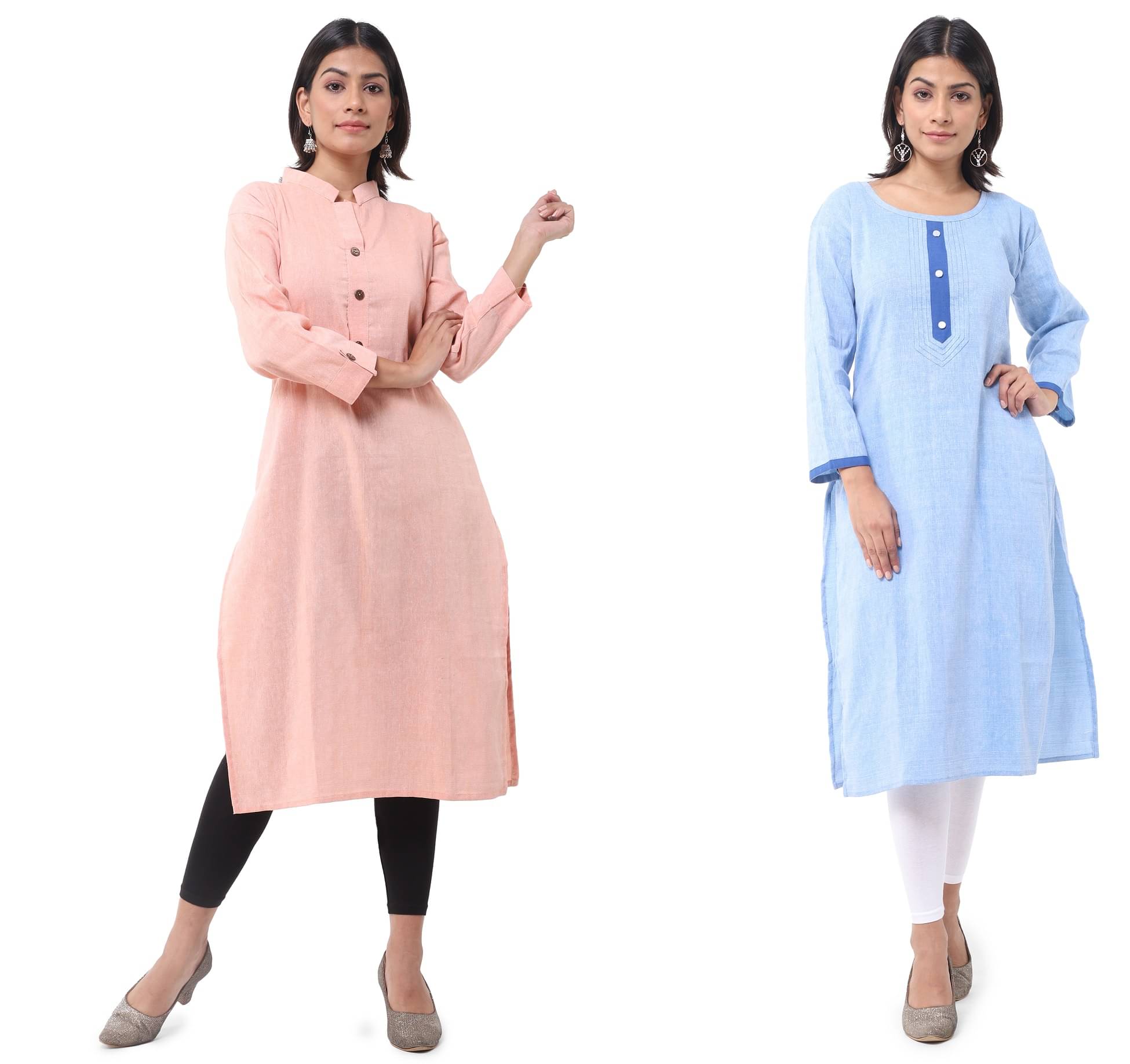     			DESHBANDHU DBK - Multicolor Cotton Women's Straight Kurti ( Pack of 2 )