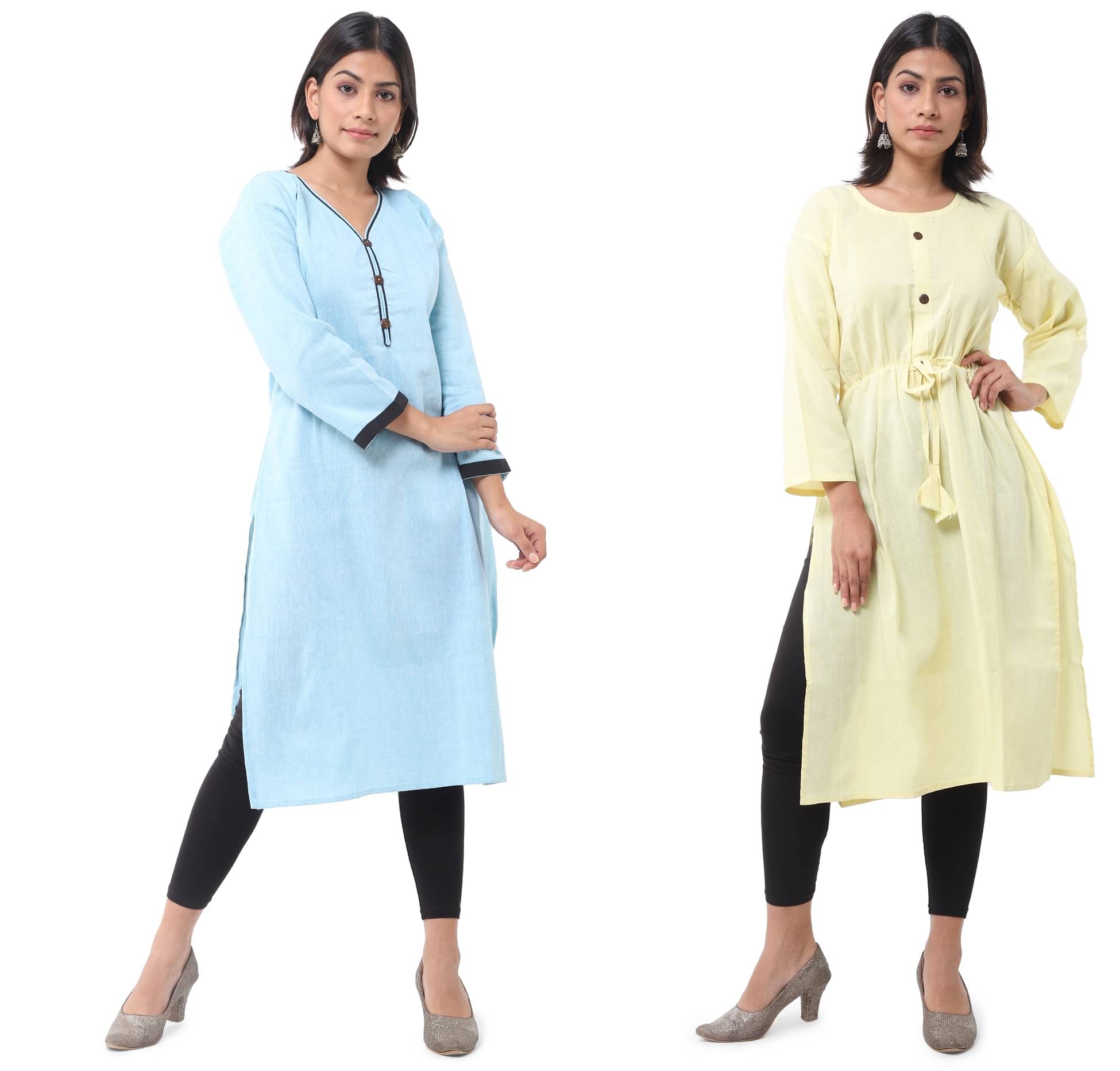     			DESHBANDHU DBK - Multicolor Cotton Women's Straight Kurti ( Pack of 2 )