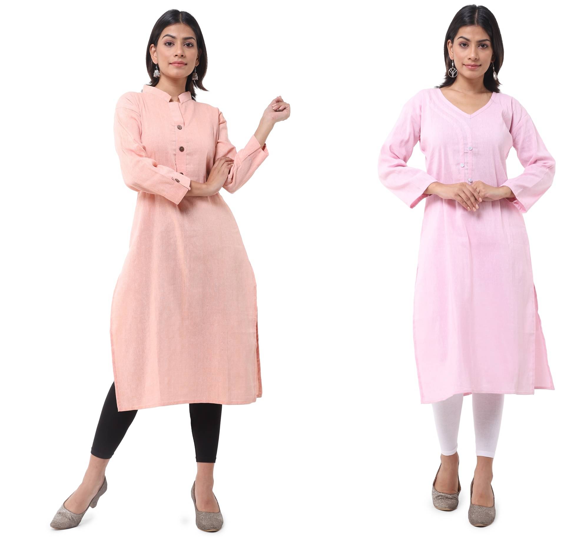     			DESHBANDHU DBK - Multicolor Cotton Women's Straight Kurti ( Pack of 2 )