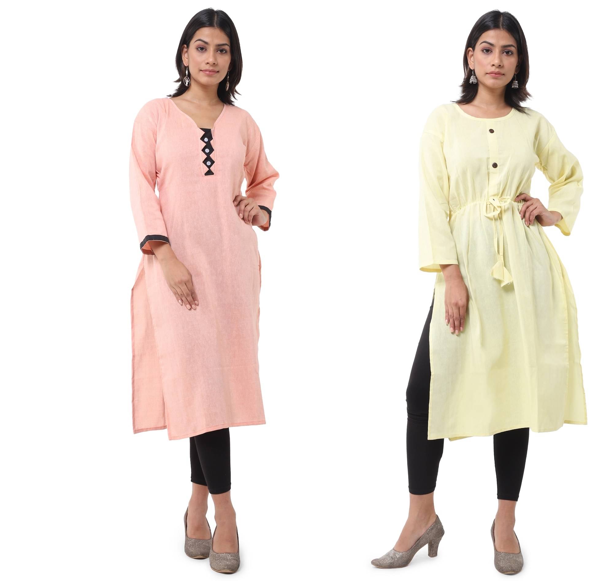     			DESHBANDHU DBK - Multicolor Cotton Women's Straight Kurti ( Pack of 2 )