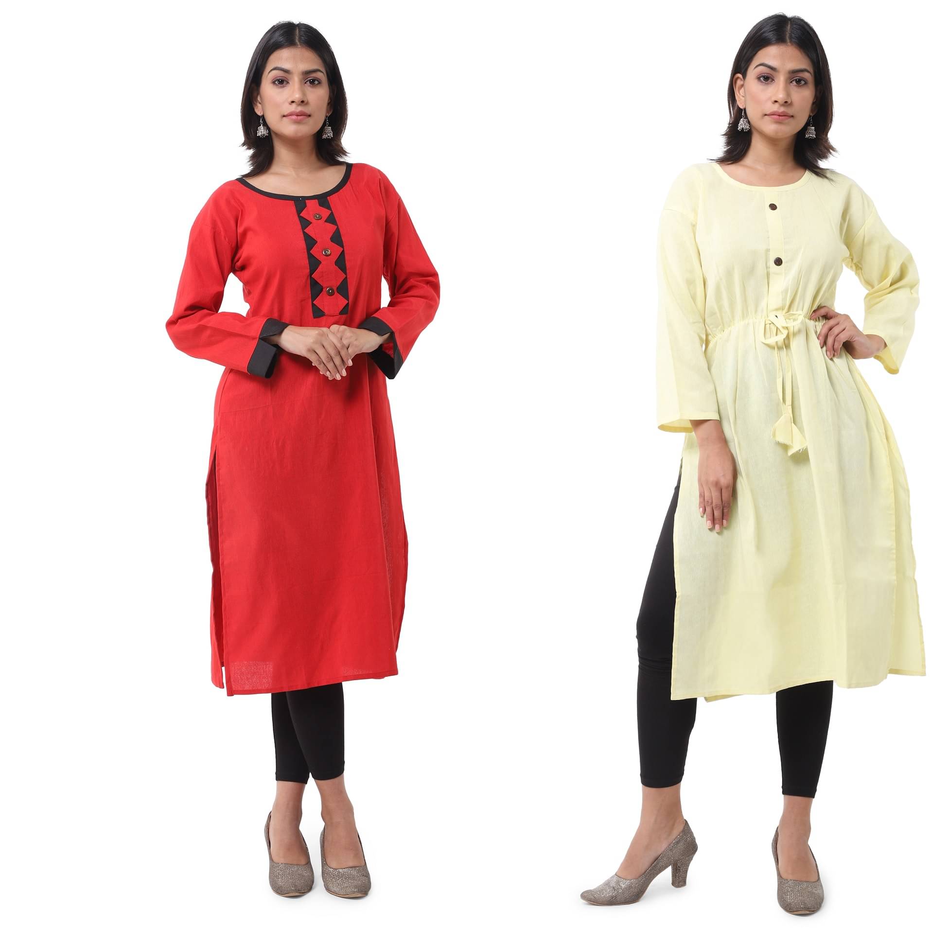     			DESHBANDHU DBK - Multicolor Cotton Women's Straight Kurti ( Pack of 2 )