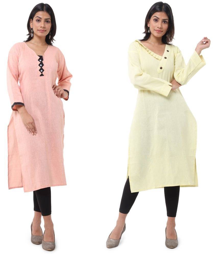 DESHBANDHU DBK - Multicolor Cotton Women's Straight Kurti ( Pack of 2 )     			DESHBANDHU DBK - Multicolor Cotton Women's Straight Kurti ( Pack of 2 )