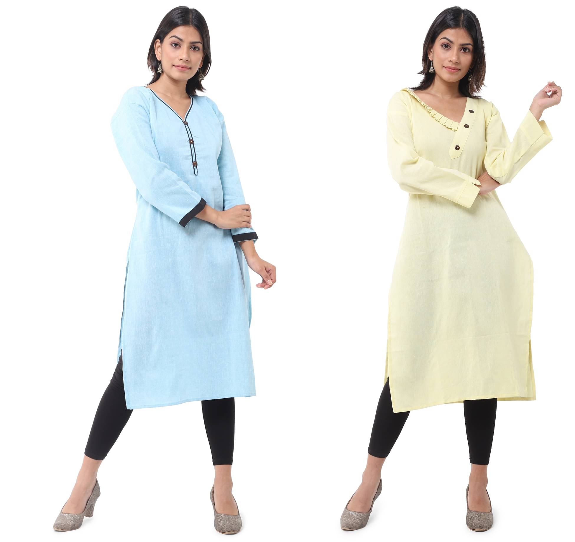 DESHBANDHU DBK - Multicolor Cotton Women's Straight Kurti ( Pack of 2 ) DESHBANDHU DBK - Multicolor Cotton Women's Straight Kurti ( Pack of 2 )