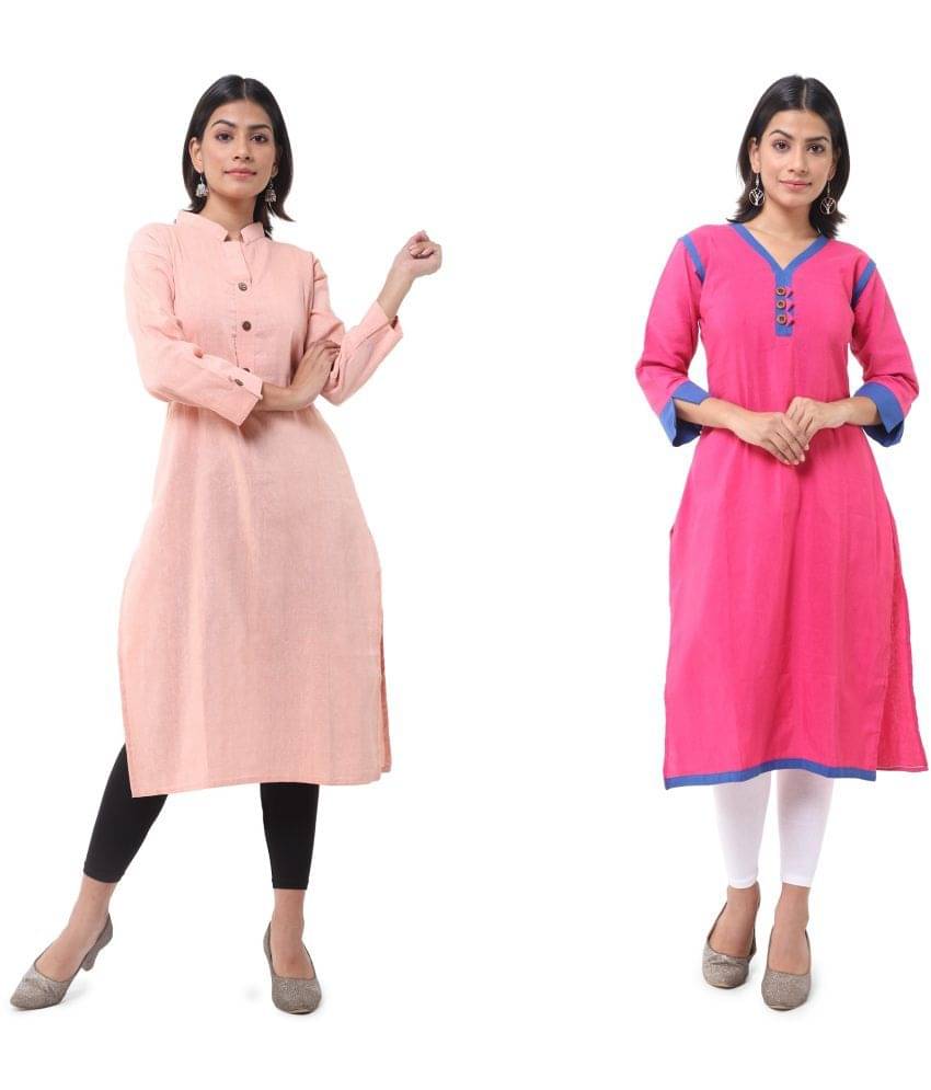 DESHBANDHU DBK - Multicolor Cotton Women's Straight Kurti ( Pack of 2 ) DESHBANDHU DBK - Multicolor Cotton Women's Straight Kurti ( Pack of 2 )