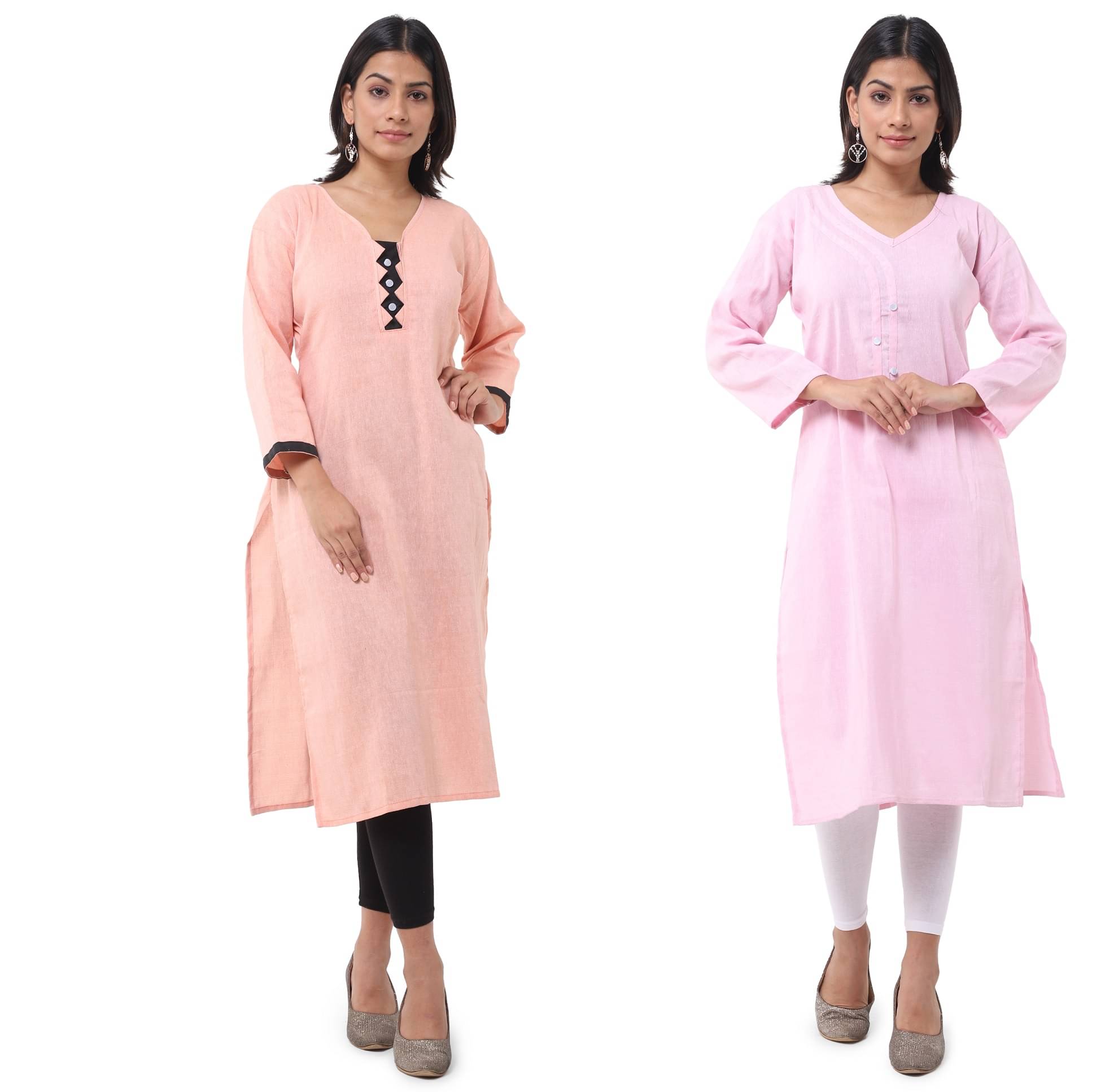 DESHBANDHU DBK - Multicolor Cotton Women's Straight Kurti ( Pack of 2 )     			DESHBANDHU DBK - Multicolor Cotton Women's Straight Kurti ( Pack of 2 )