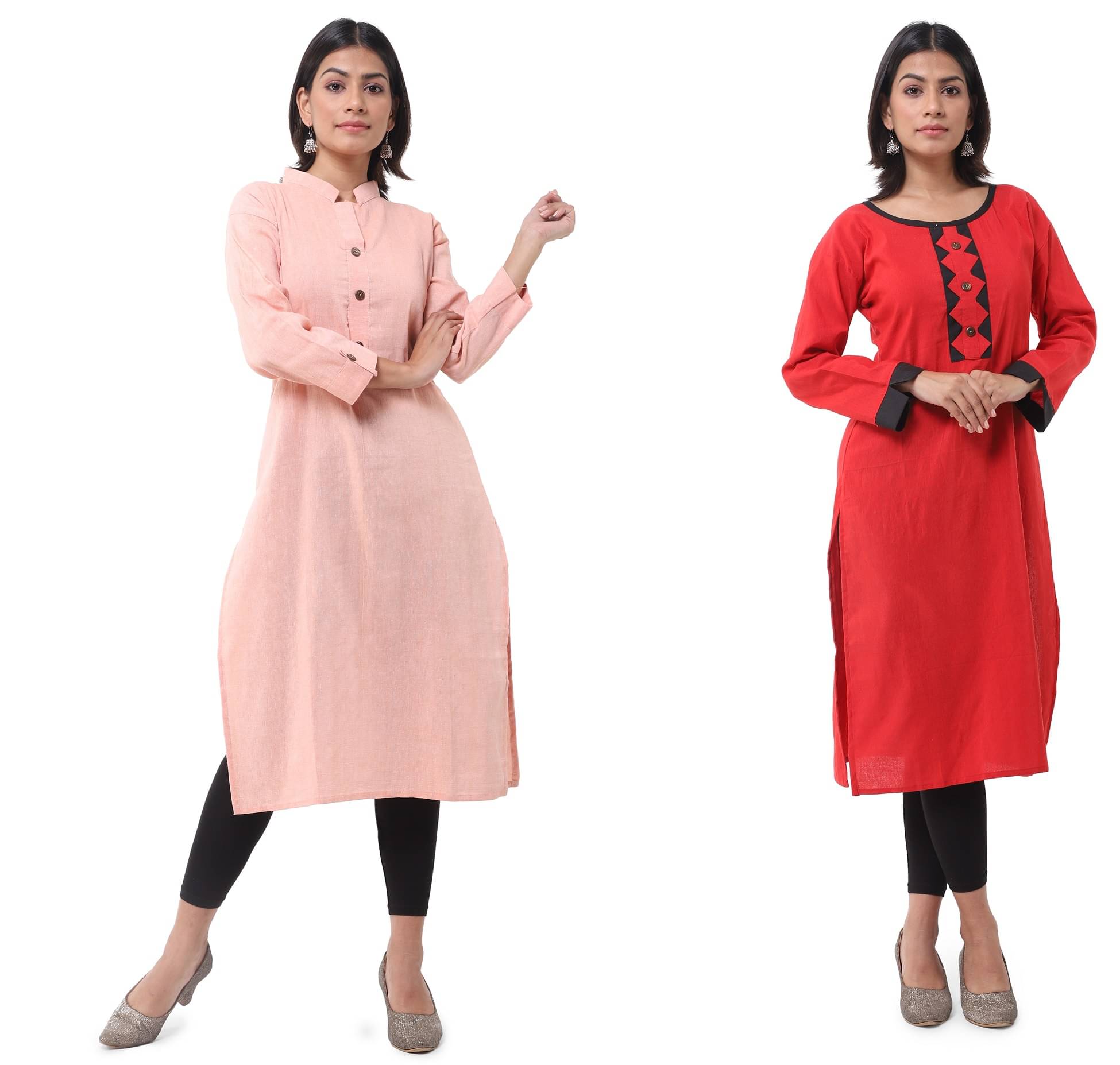     			DESHBANDHU DBK - Multicolor Cotton Women's Straight Kurti ( Pack of 2 )