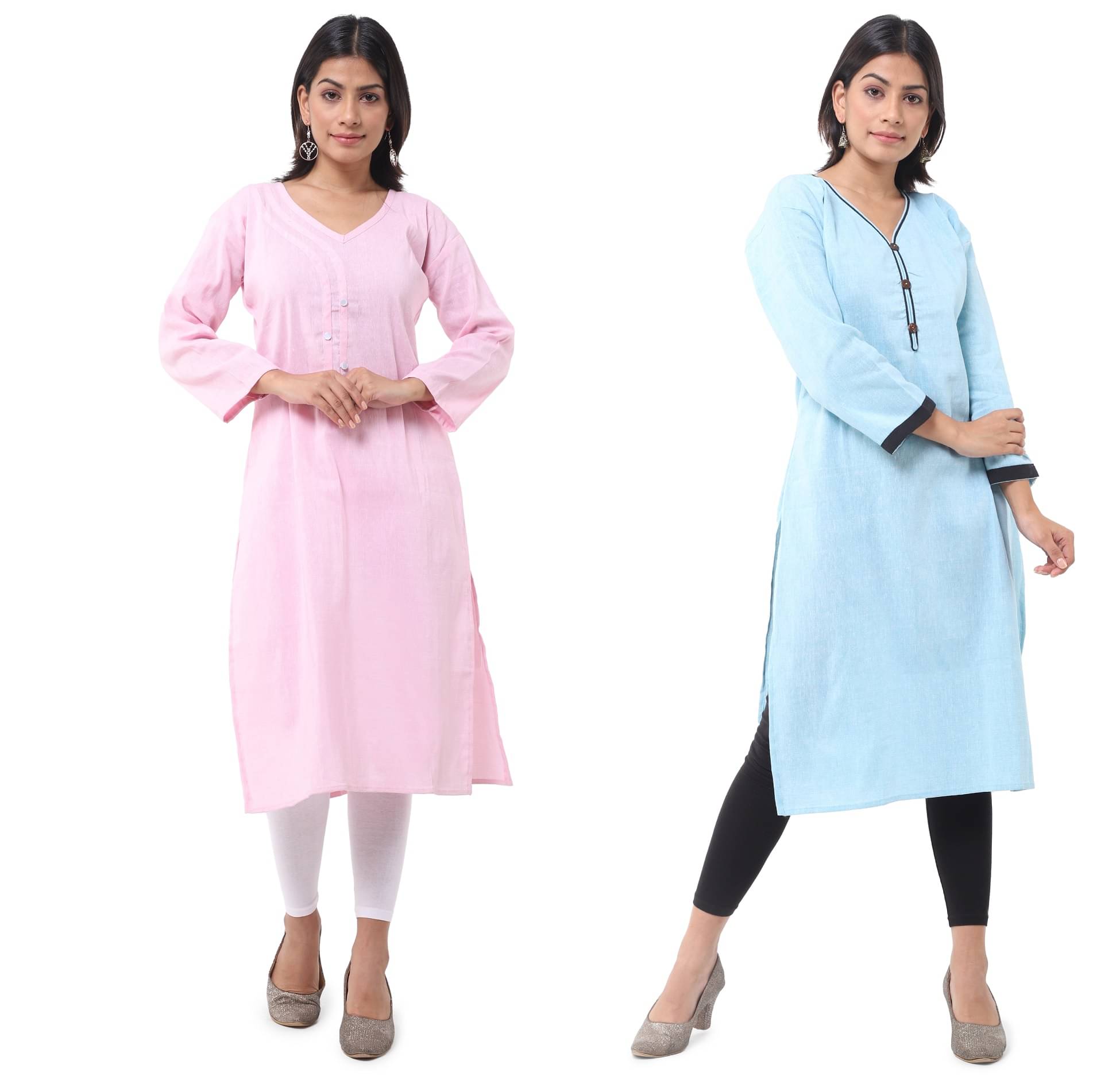     			DESHBANDHU DBK - Multicolor Cotton Women's Straight Kurti ( Pack of 2 )