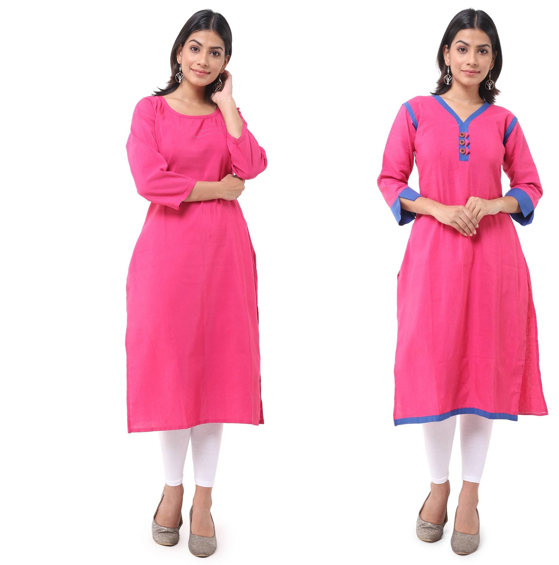 DESHBANDHU DBK - Multicolor Cotton Women's Straight Kurti ( Pack of 2 ) DESHBANDHU DBK - Multicolor Cotton Women's Straight Kurti ( Pack of 2 )