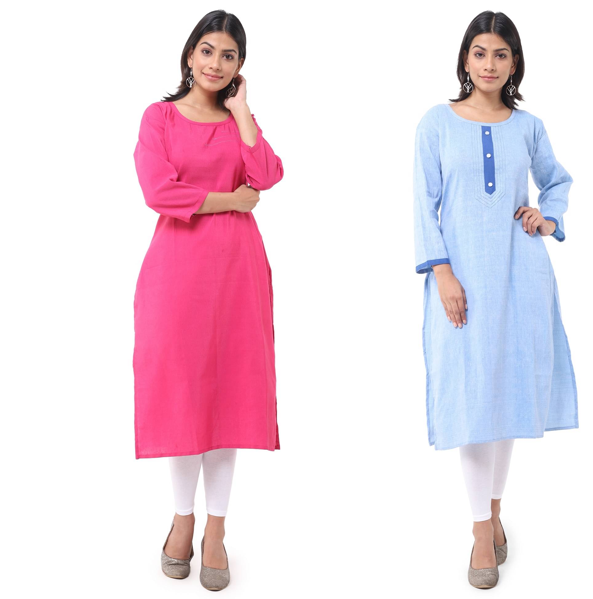 DESHBANDHU DBK - Multicolor Cotton Women's Straight Kurti ( Pack of 2 ) DESHBANDHU DBK - Multicolor Cotton Women's Straight Kurti ( Pack of 2 )