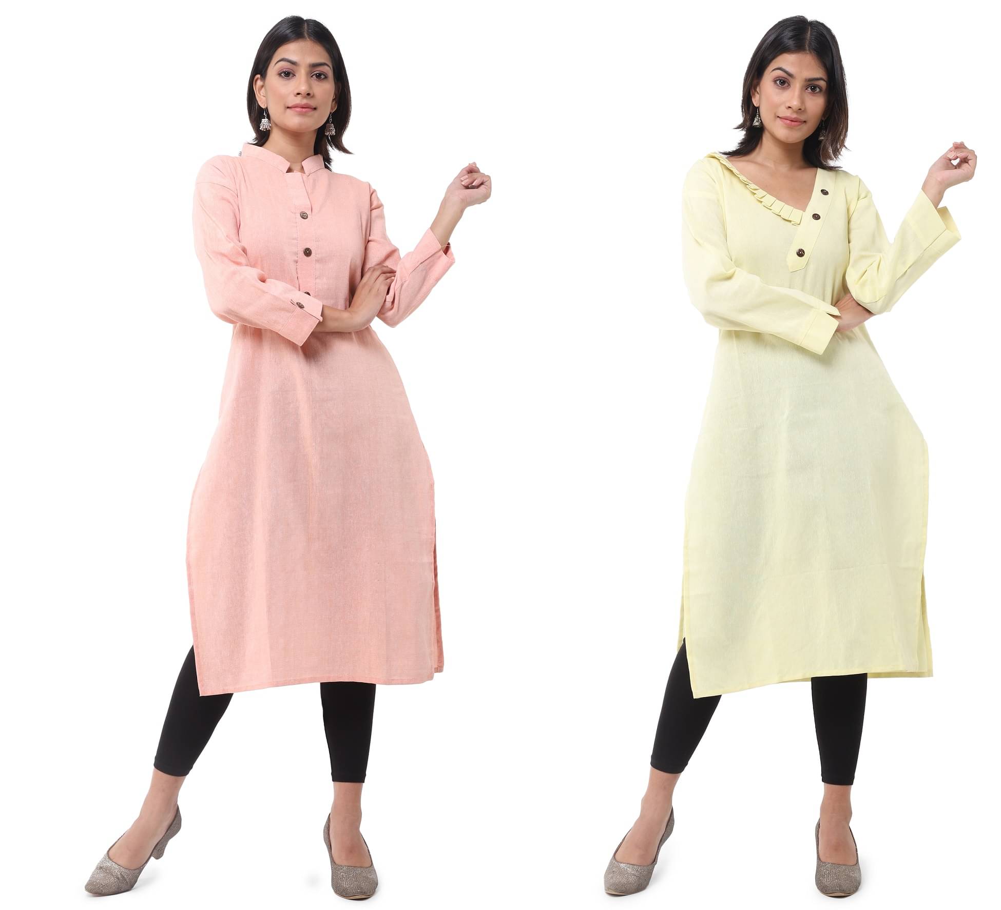     			DESHBANDHU DBK - Multicolor Cotton Women's Straight Kurti ( Pack of 2 )