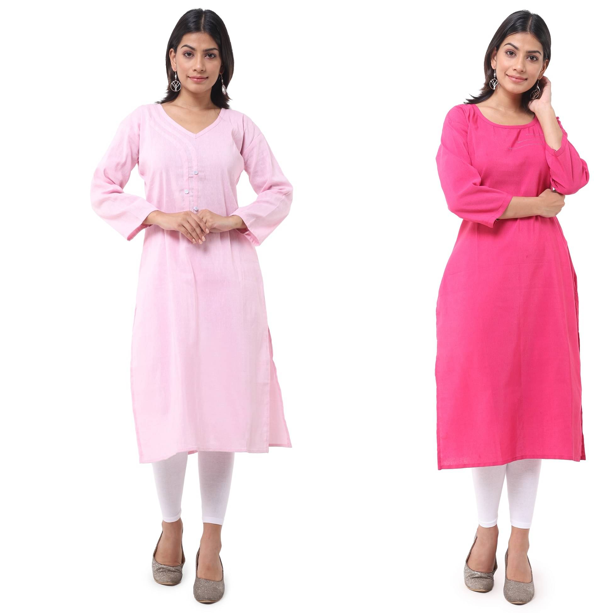     			DESHBANDHU DBK - Multicolor Cotton Women's Straight Kurti ( Pack of 2 )