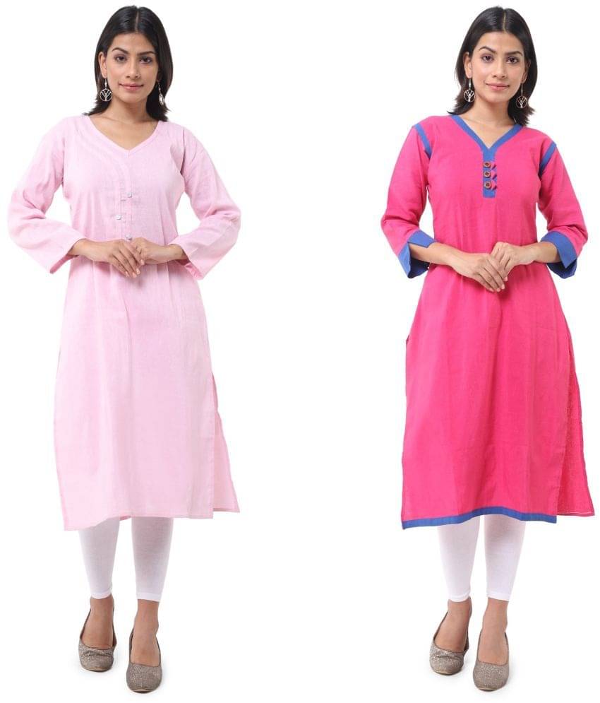 DESHBANDHU DBK - Multicolor Cotton Women's Straight Kurti ( Pack of 2 ) DESHBANDHU DBK - Multicolor Cotton Women's Straight Kurti ( Pack of 2 )