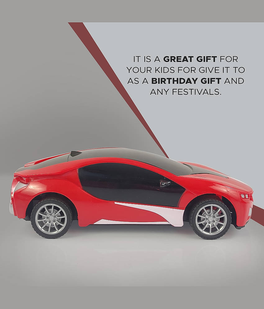 NHR 3D lighting kids high speed rechargeable remote control Car for 3+ Years (Red)