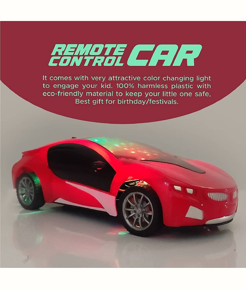 NHR 3D lighting kids high speed rechargeable remote control Car for 3+ Years (Red)