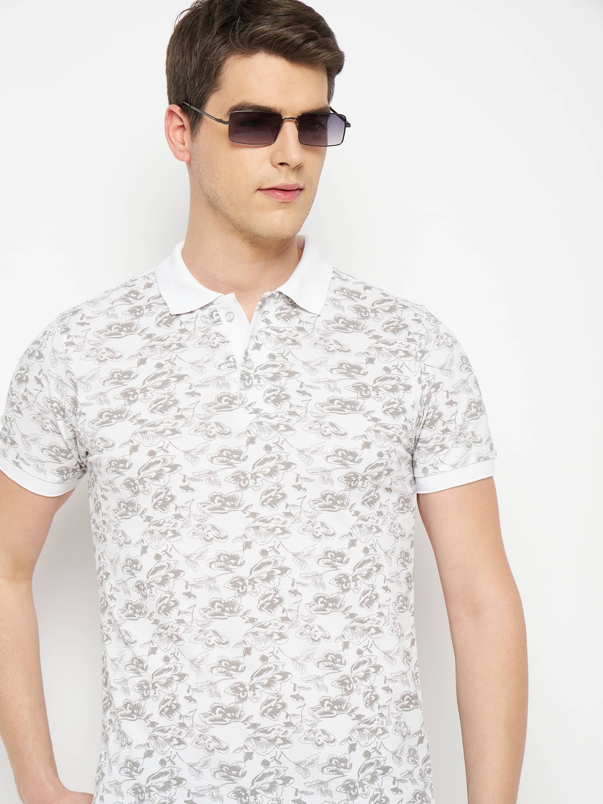 RELANE Pack of 1 Cotton Blend Regular Fit Printed Half Sleeves Men's Polo T Shirt ( White ) RELANE Pack of 1 Cotton Blend Regular Fit Printed Half Sleeves Men's Polo T Shirt ( White )