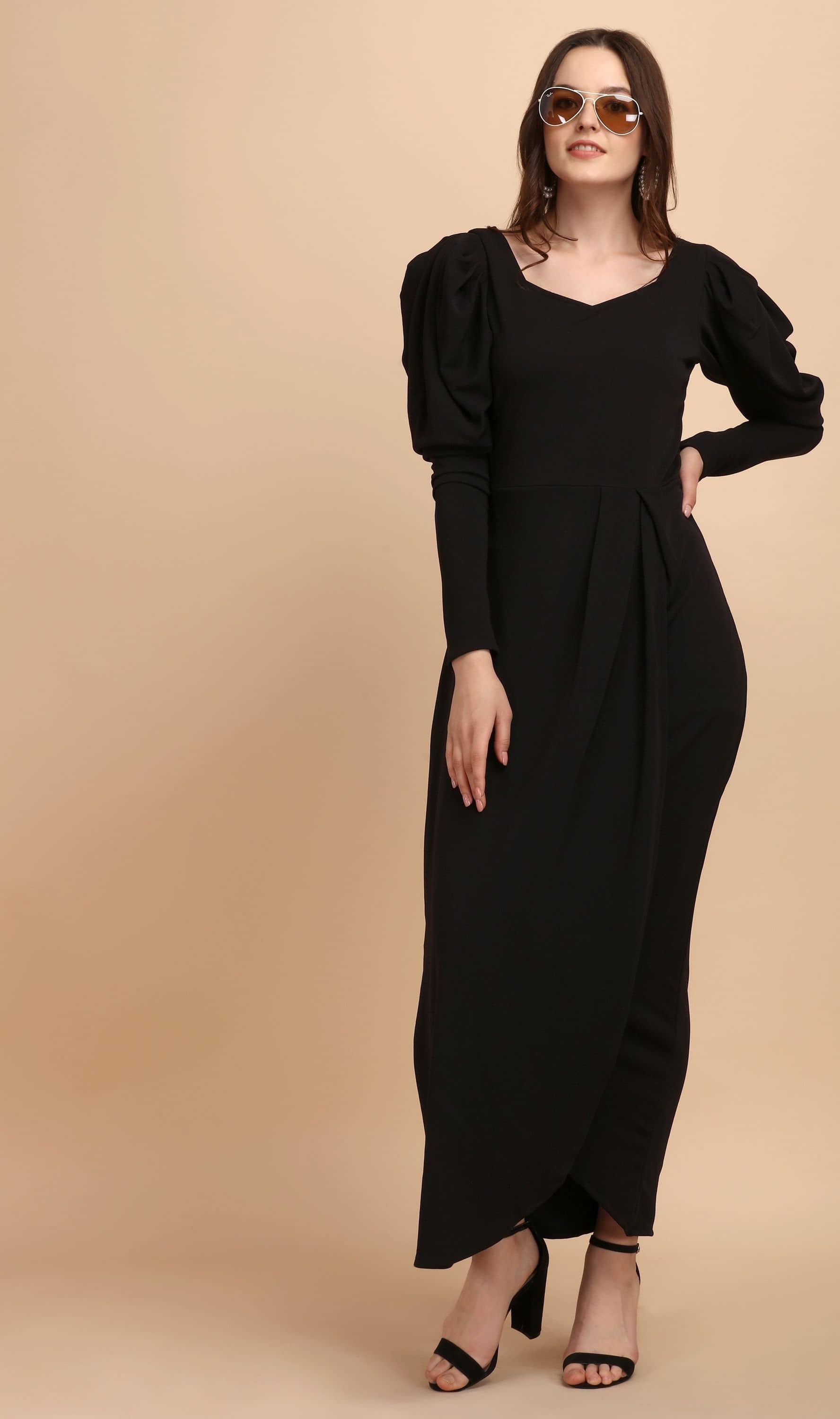 Sheetal associates - Black Polyester Women's Wrap Dress ( Pack of 1 )