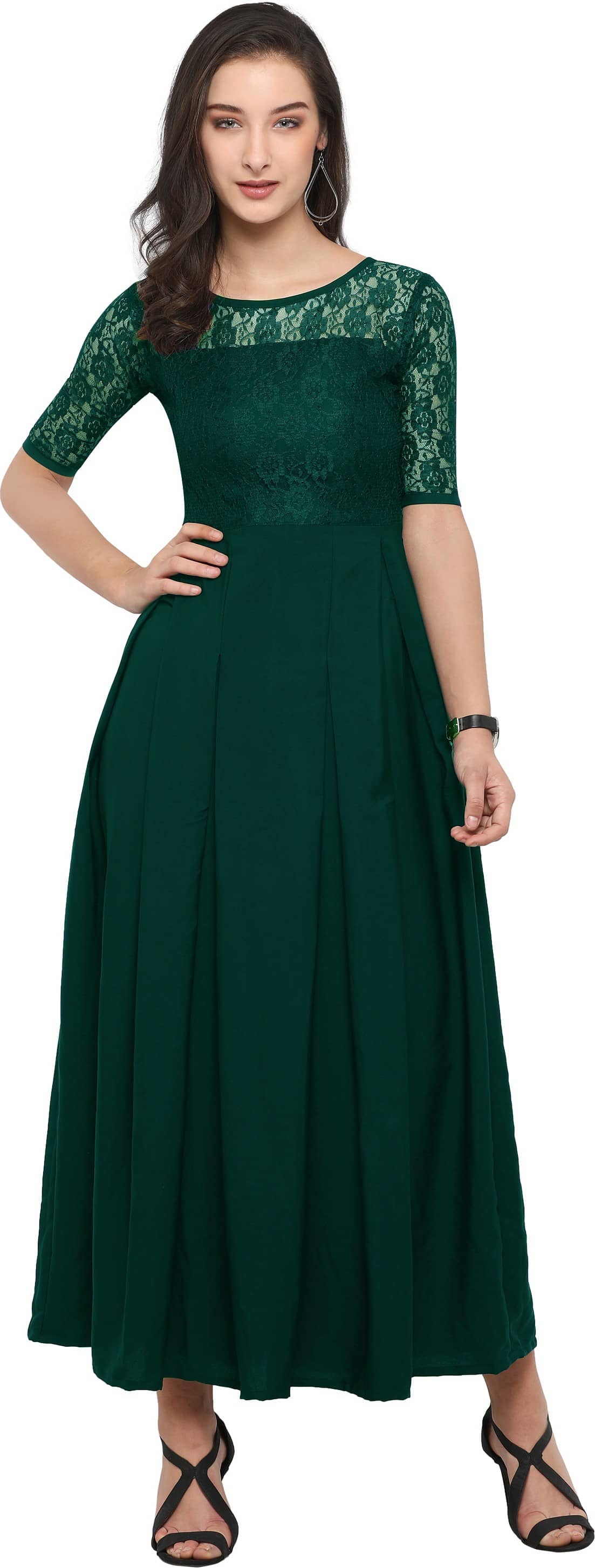 Sheetal associates Women Crepe Solid Gown ( Red )