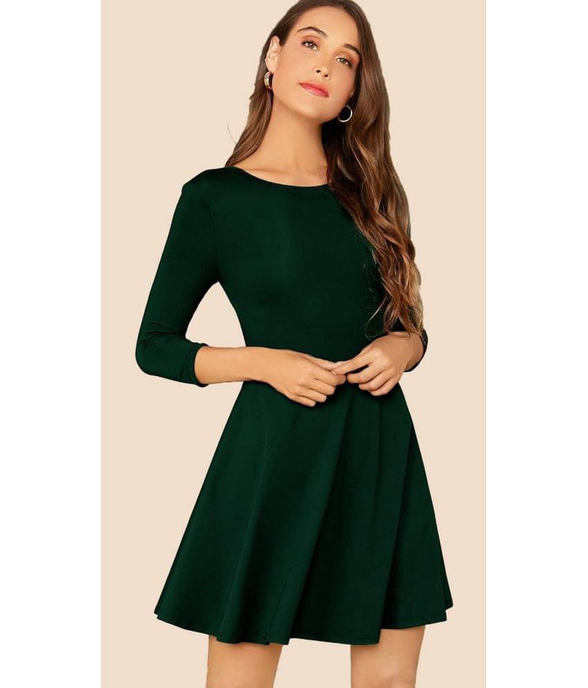     			Sheetal associates Women Polyester Blend Solid Fit & Flare Dress ( Green )