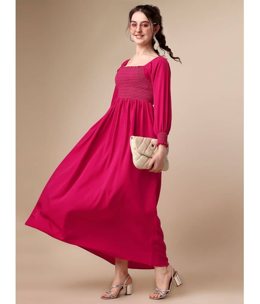 Sheetal associates Women Crepe Solid Gown ( Pink )