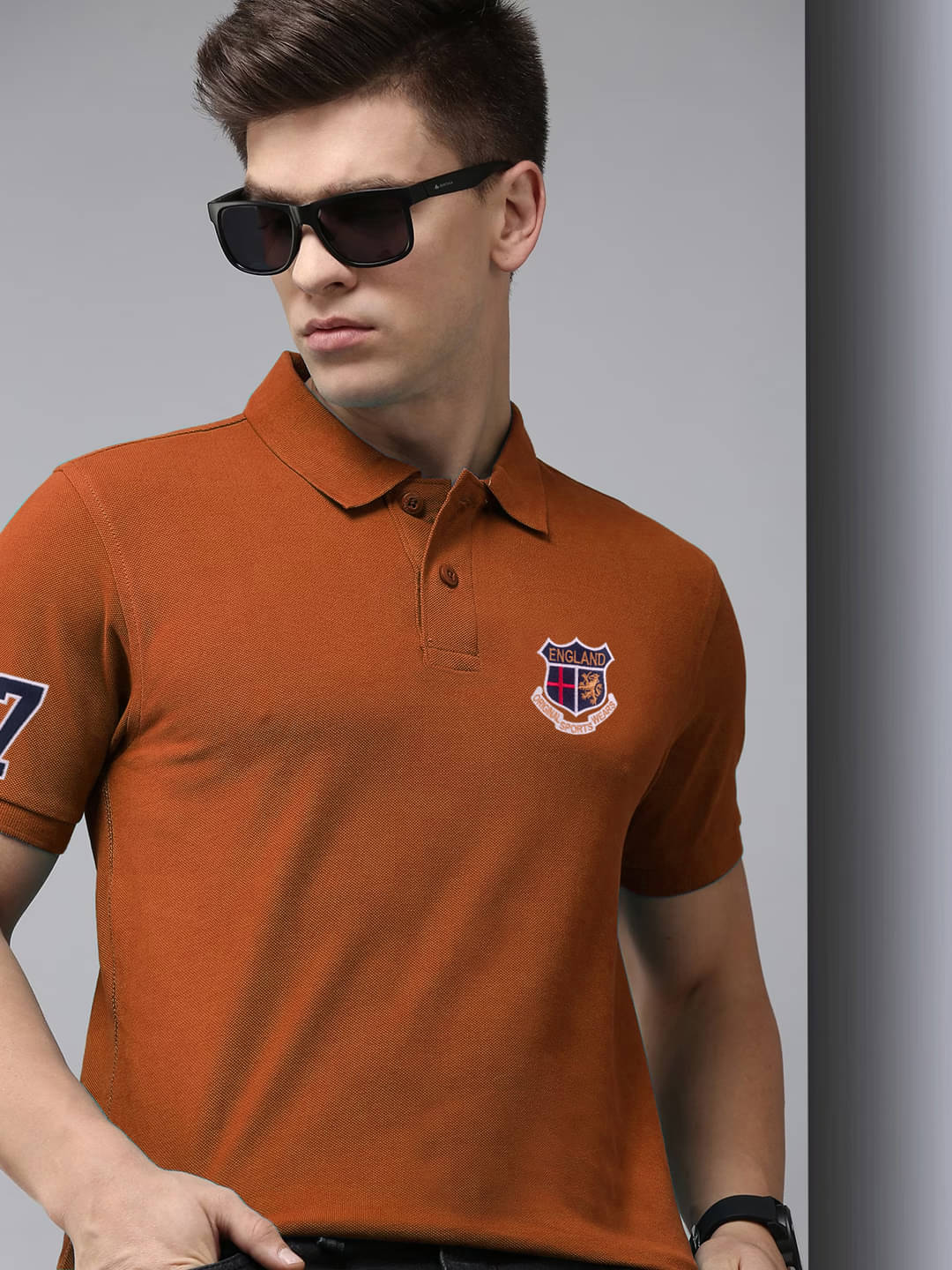     			ADORATE - Rust Cotton Blend Regular Fit Men's Polo T Shirt ( Pack of 1 )