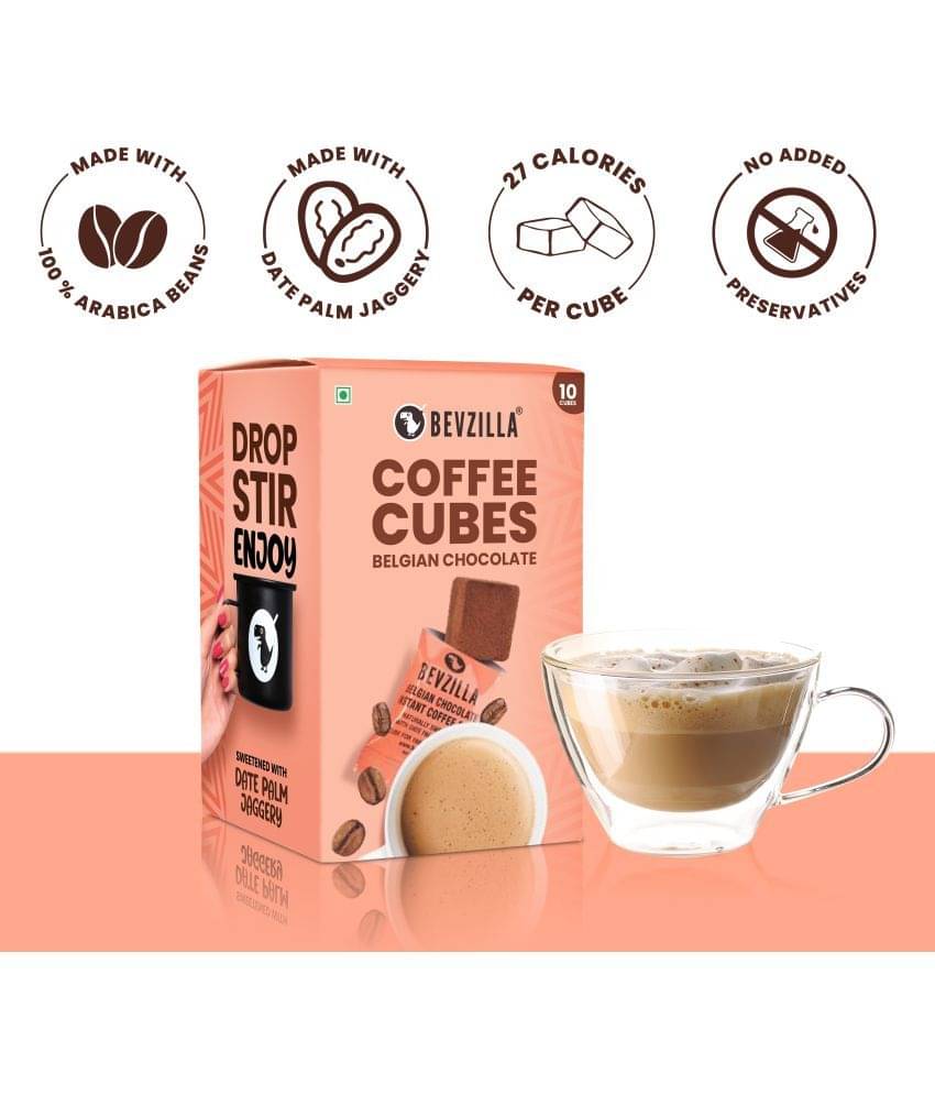 Bevzilla Instant Coffee Cubes Pack With Organic Date Palm Jaggery, 5 Flavours, 100% Arabica, (Belgian Chocolate) Pack of 10 Bevzilla Instant Coffee Cubes Pack With Organic Date Palm Jaggery, 5 Flavours, 100% Arabica, (Belgian Chocolate) Pack of 10