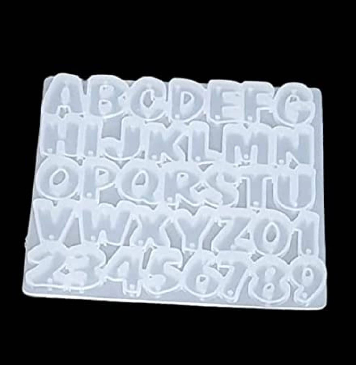     			D55 Fancy Alphabet Mold, Creative DIY Multipurpose Transparent Silicone Coaster Mold with Hole Alphabet & Number Mold for Resin, Silicone Letter Molds