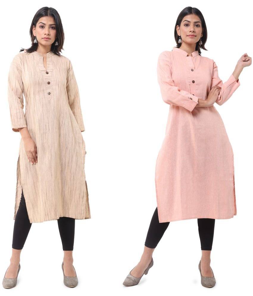 DESHBANDHU DBK - Multicolor Cotton Women's Straight Kurti ( Pack of 2 ) DESHBANDHU DBK - Multicolor Cotton Women's Straight Kurti ( Pack of 2 )