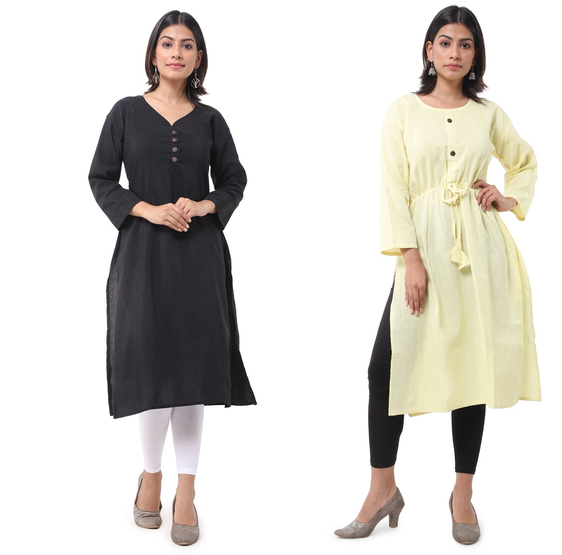 DESHBANDHU DBK - Multicolor Cotton Women's Straight Kurti ( Pack of 2 ) DESHBANDHU DBK - Multicolor Cotton Women's Straight Kurti ( Pack of 2 )