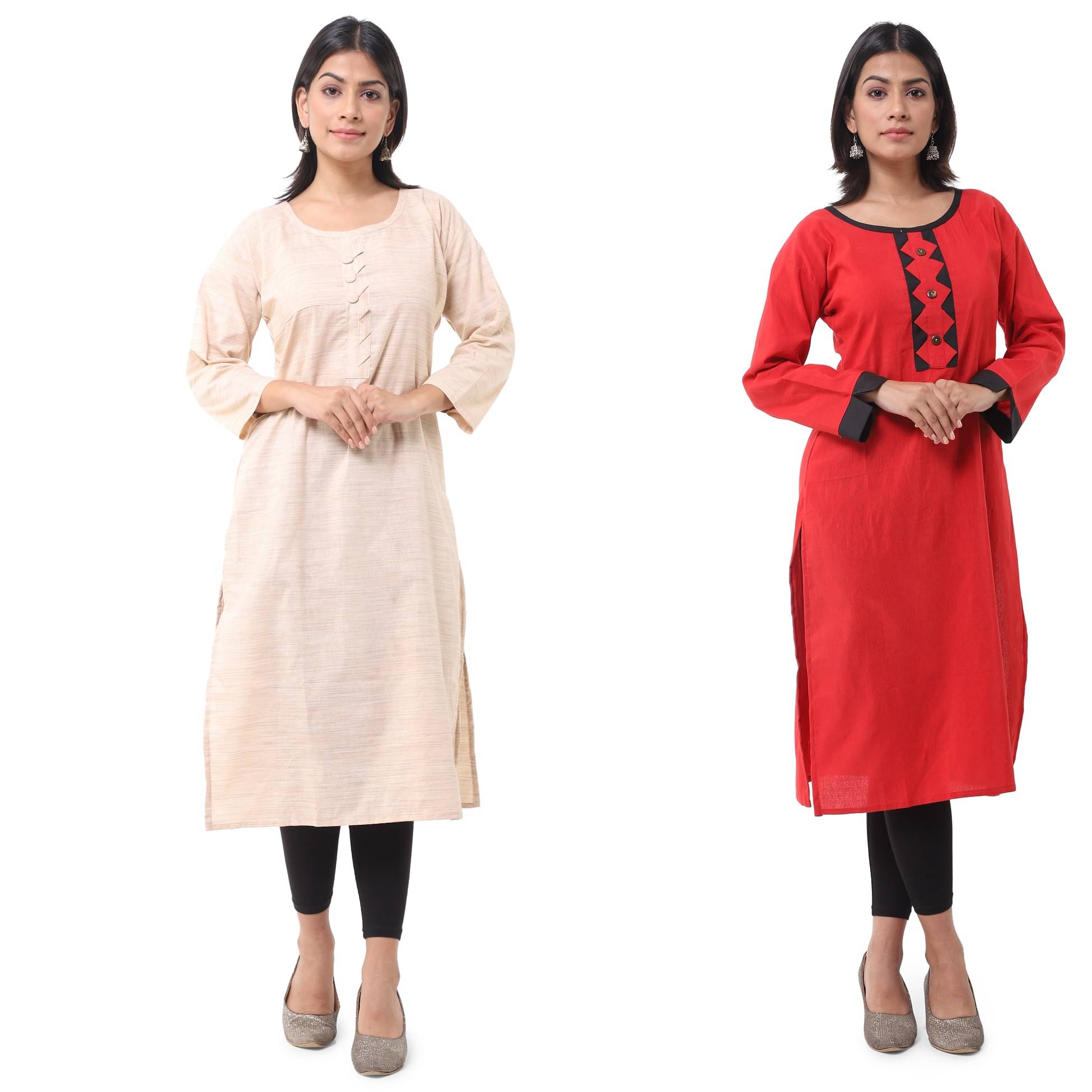     			DESHBANDHU DBK - Multicolor Cotton Women's Straight Kurti ( Pack of 2 )