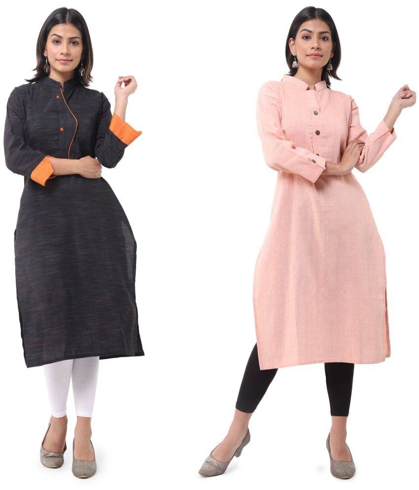     			DESHBANDHU DBK - Multicolor Cotton Women's Straight Kurti ( Pack of 2 )