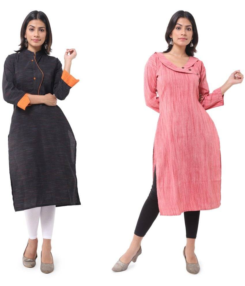     			DESHBANDHU DBK - Multicolor Cotton Women's Straight Kurti ( Pack of 2 )