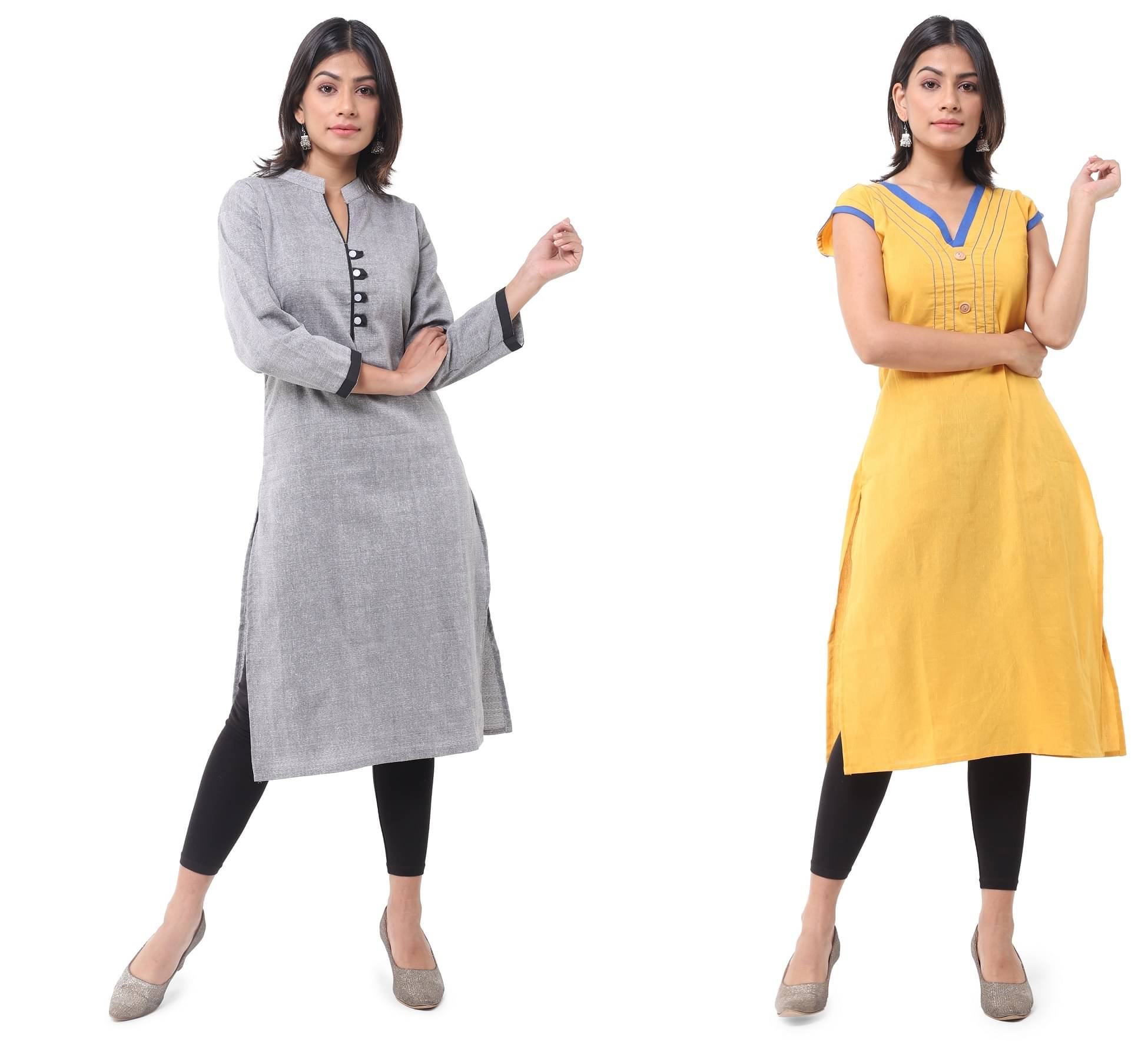     			DESHBANDHU DBK - Multicolor Cotton Women's Straight Kurti ( Pack of 2 )