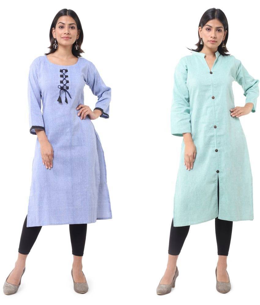     			DESHBANDHU DBK - Multicolor Cotton Women's Straight Kurti ( Pack of 2 )