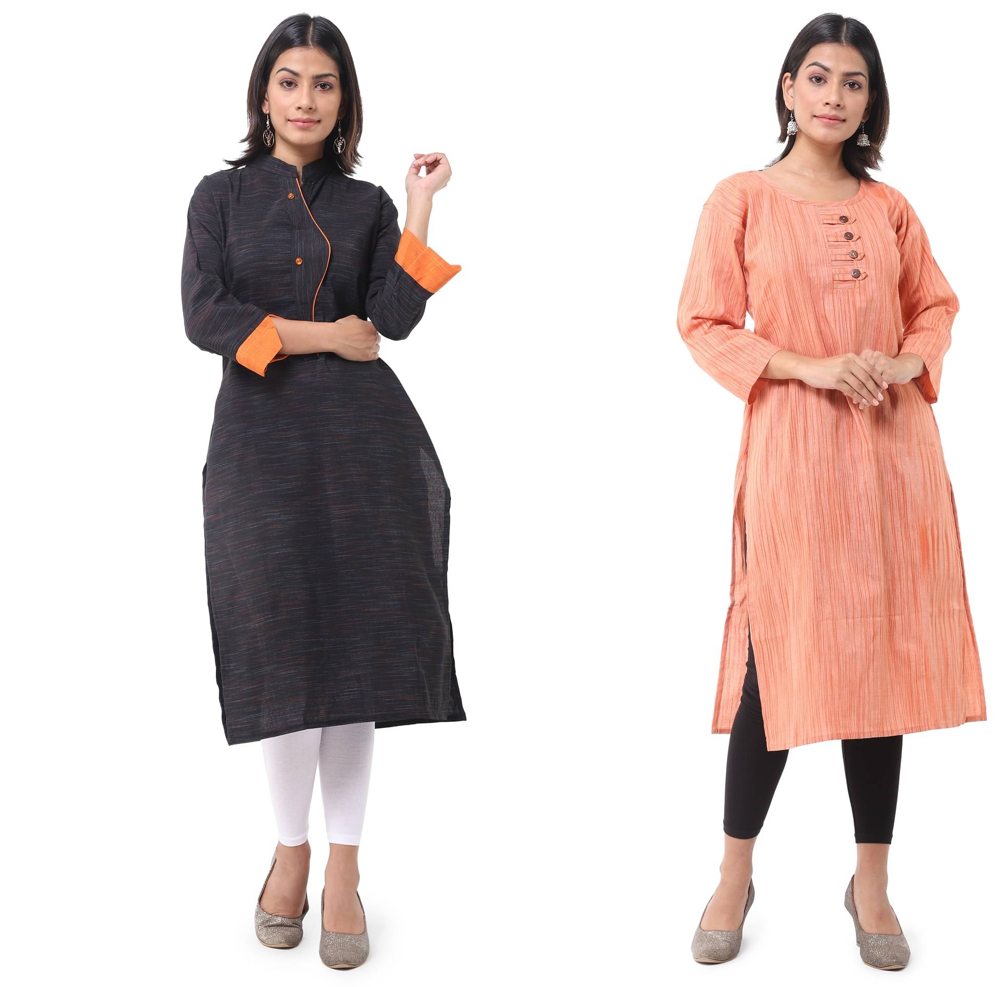     			DESHBANDHU DBK - Multicolor Cotton Women's Straight Kurti ( Pack of 2 )