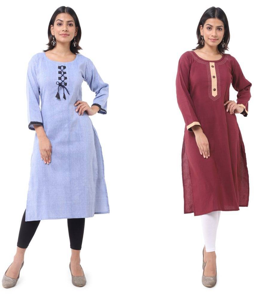 DESHBANDHU DBK - Multicolor Cotton Women's Straight Kurti ( Pack of 2 )     			DESHBANDHU DBK - Multicolor Cotton Women's Straight Kurti ( Pack of 2 )