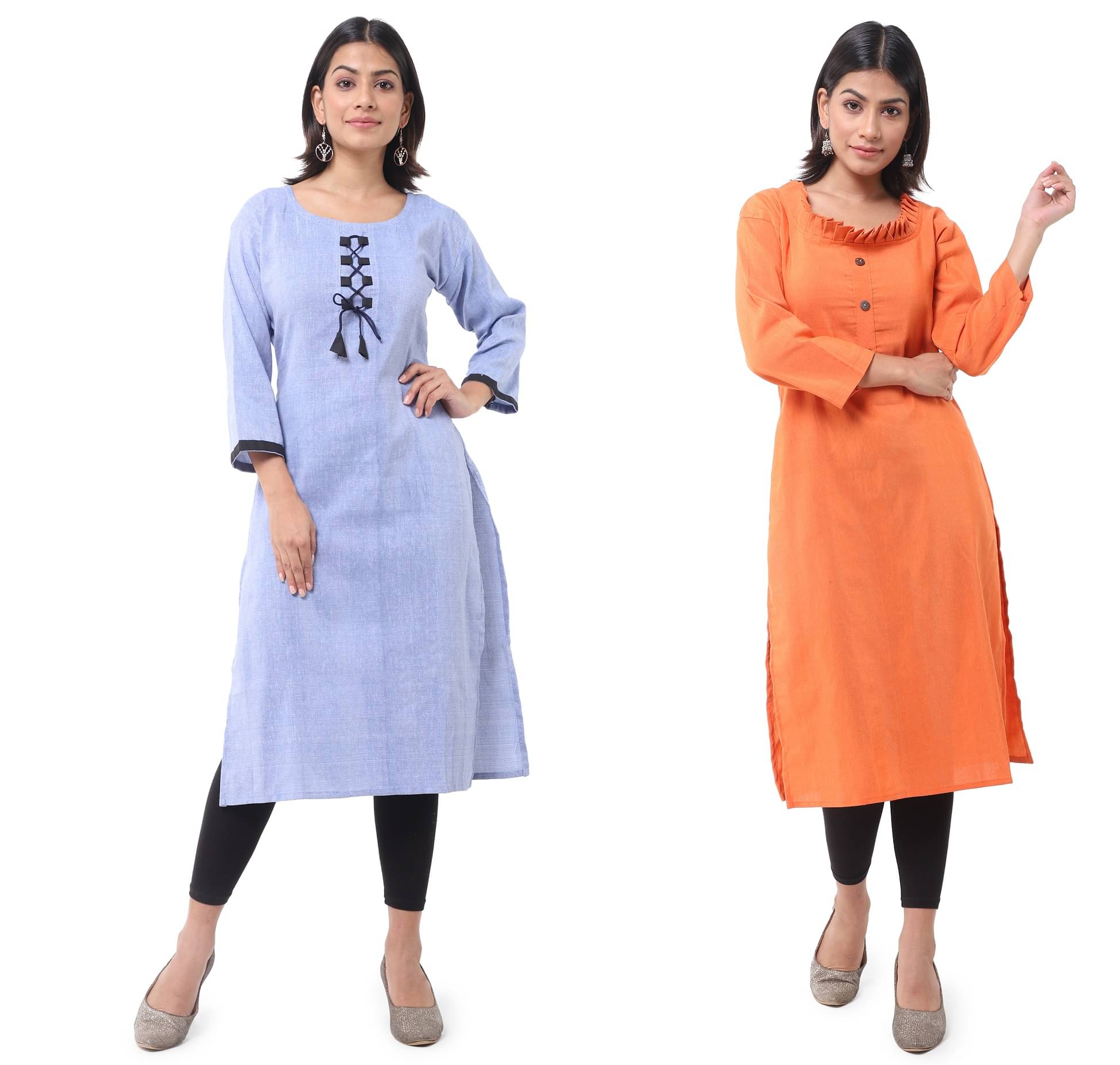     			DESHBANDHU DBK - Multicolor Cotton Women's Straight Kurti ( Pack of 2 )