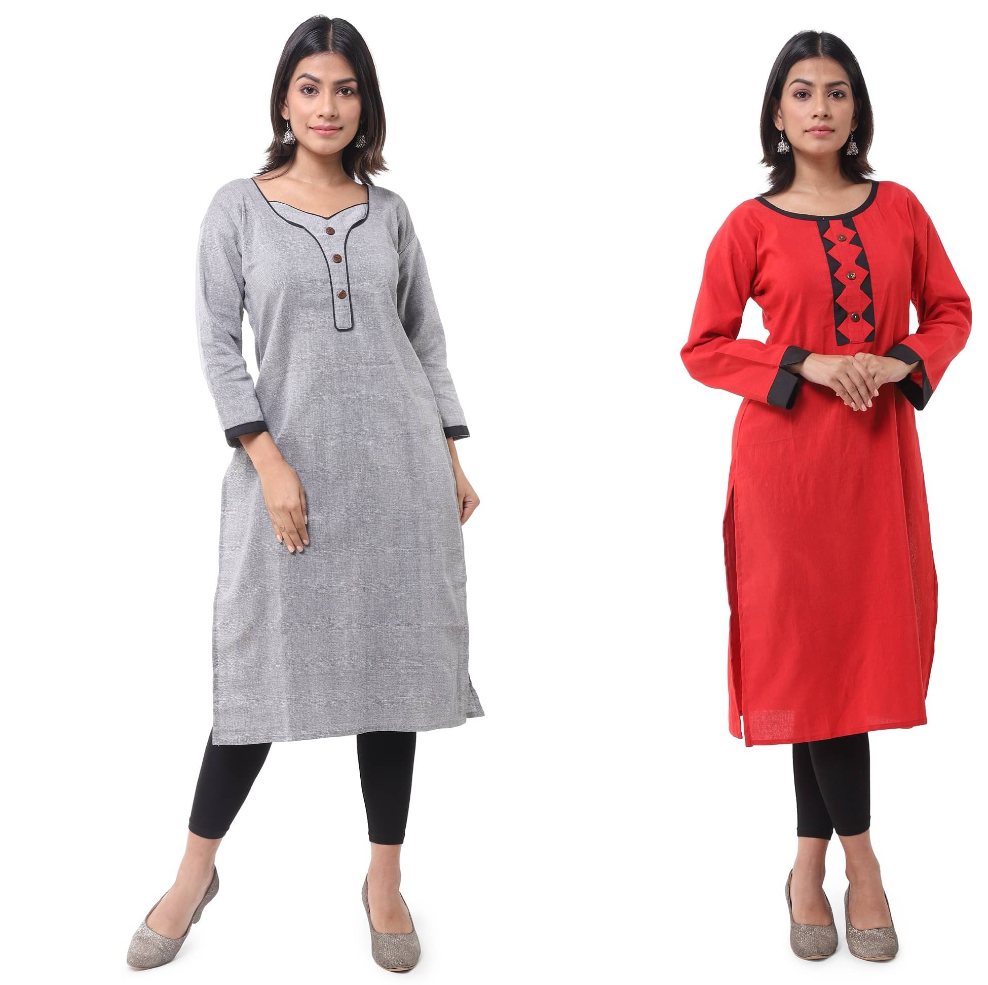 DESHBANDHU DBK - Multicolor Cotton Women's Straight Kurti ( Pack of 2 ) DESHBANDHU DBK - Multicolor Cotton Women's Straight Kurti ( Pack of 2 )