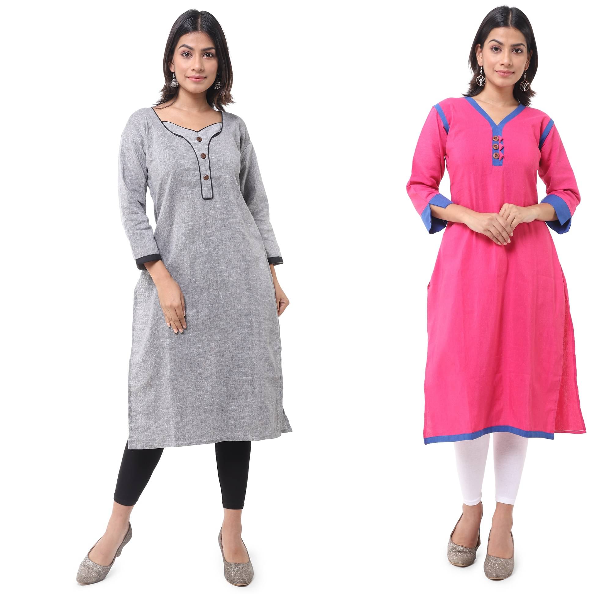     			DESHBANDHU DBK - Multicolor Cotton Women's Straight Kurti ( Pack of 2 )