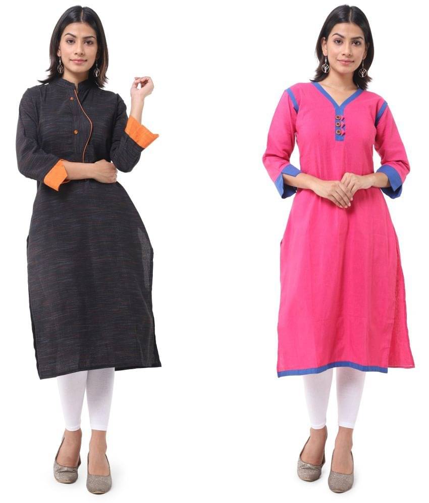 DESHBANDHU DBK - Multicolor Cotton Women's Straight Kurti ( Pack of 2 )     			DESHBANDHU DBK - Multicolor Cotton Women's Straight Kurti ( Pack of 2 )