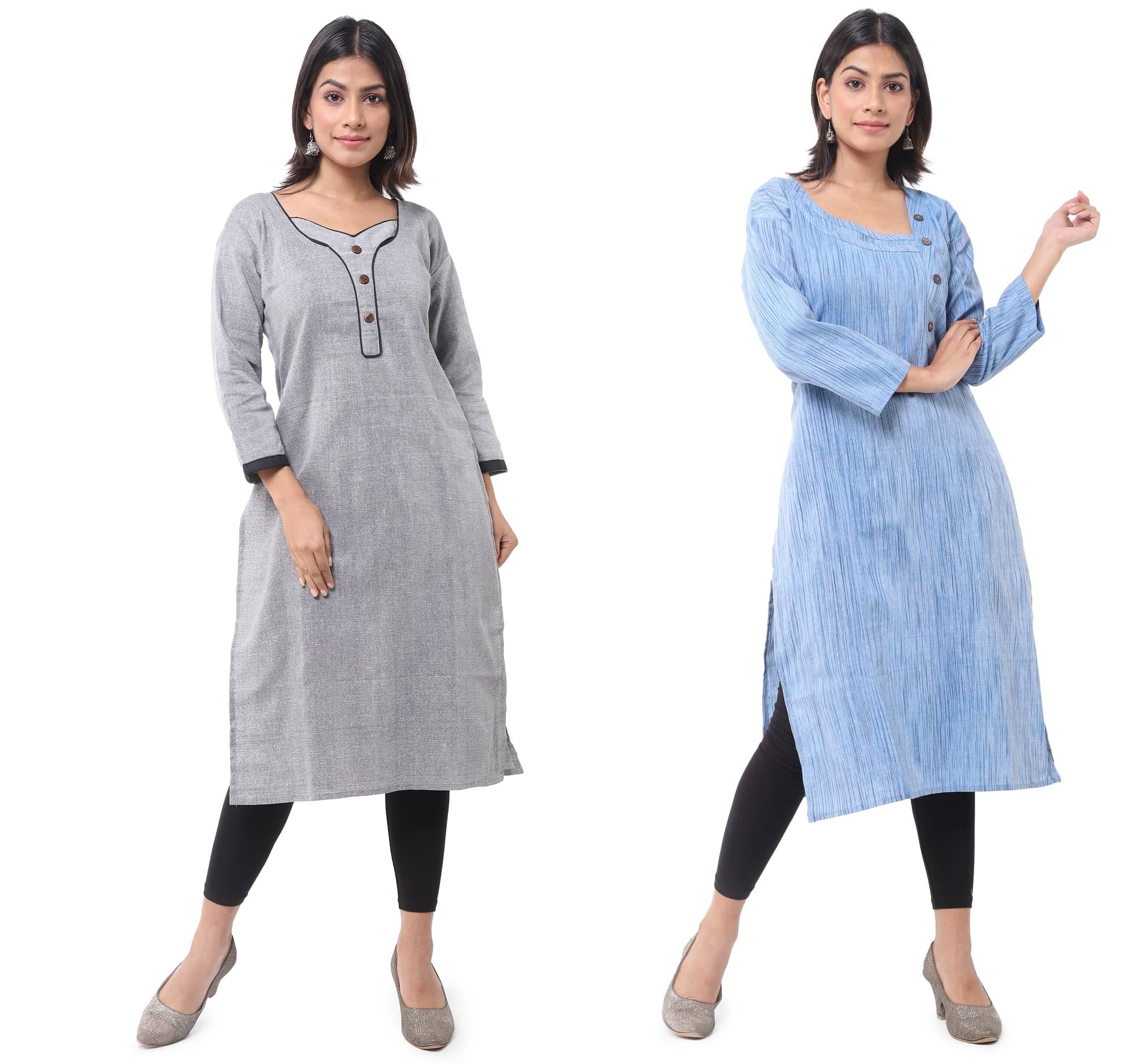    			DESHBANDHU DBK - Multicolor Cotton Women's Straight Kurti ( Pack of 2 )