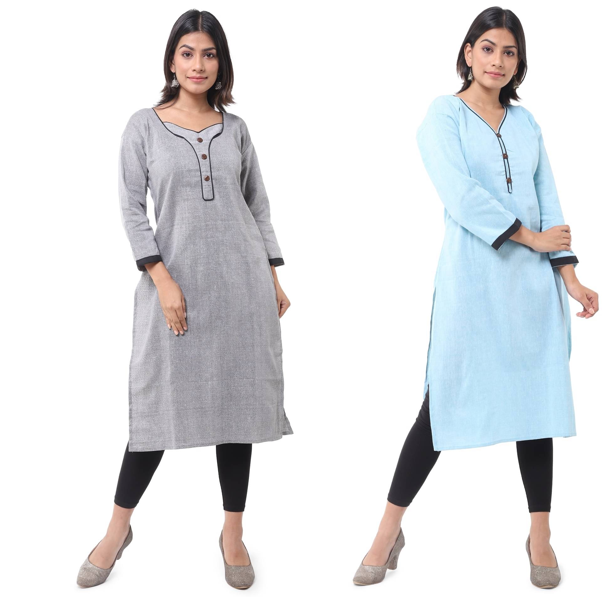 DESHBANDHU DBK - Multicolor Cotton Women's Straight Kurti ( Pack of 2 ) DESHBANDHU DBK - Multicolor Cotton Women's Straight Kurti ( Pack of 2 )