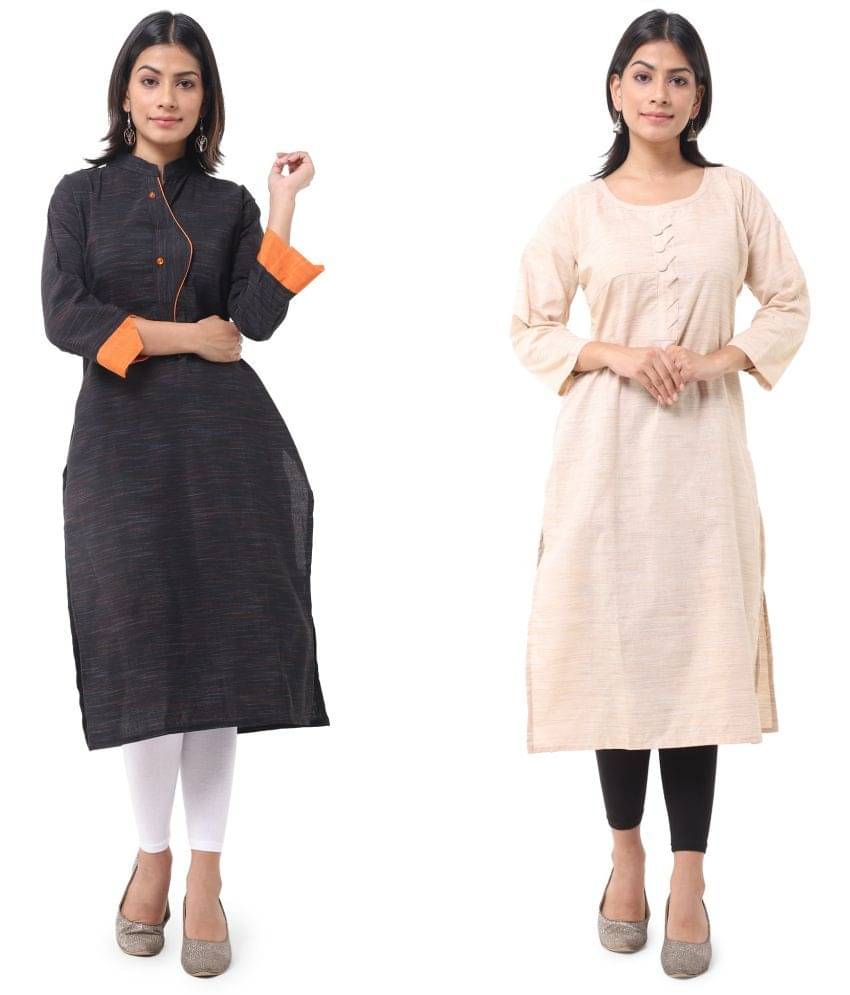DESHBANDHU DBK - Multicolor Cotton Women's Straight Kurti ( Pack of 2 ) DESHBANDHU DBK - Multicolor Cotton Women's Straight Kurti ( Pack of 2 )