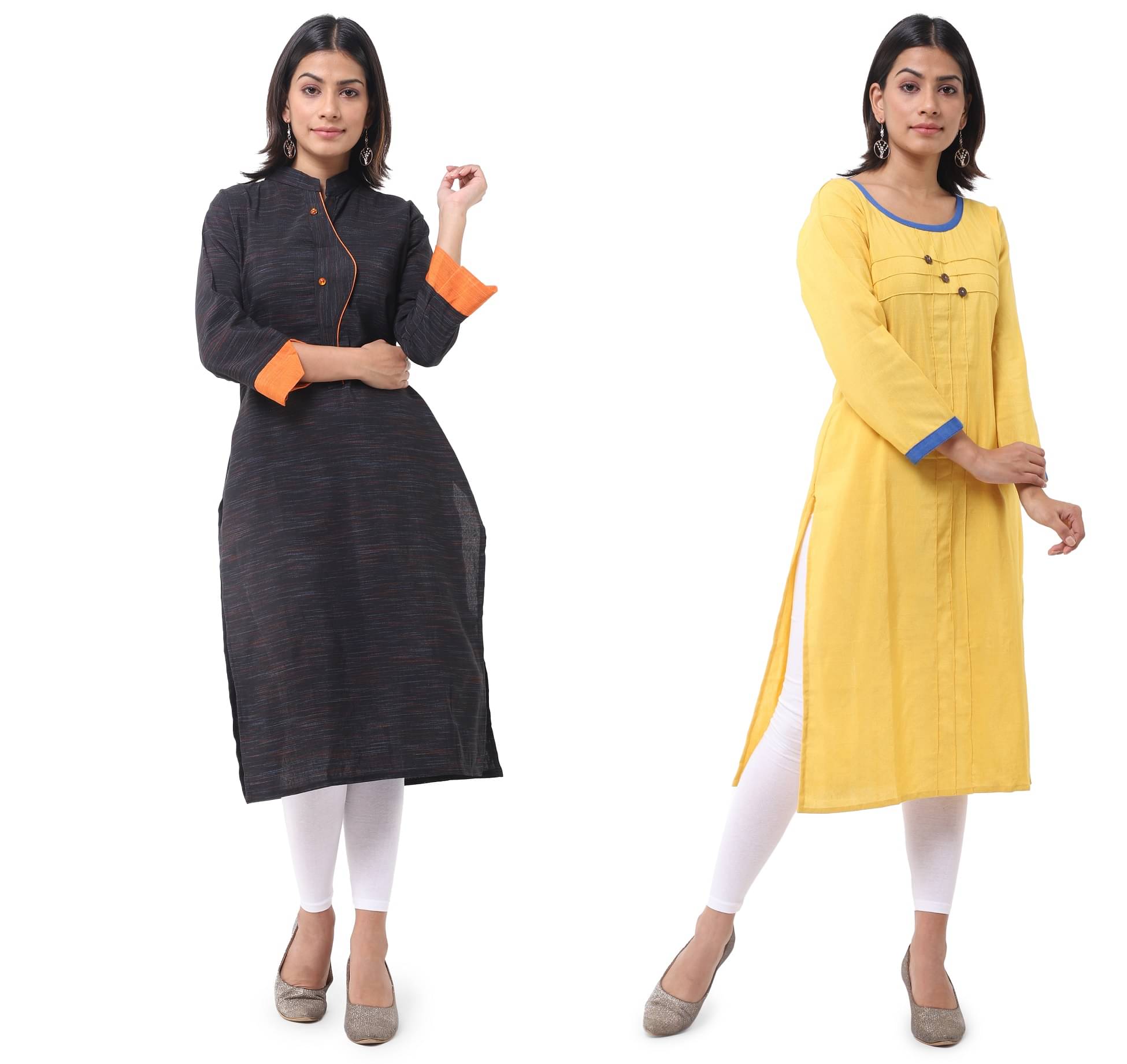     			DESHBANDHU DBK - Multicolor Cotton Women's Straight Kurti ( Pack of 2 )