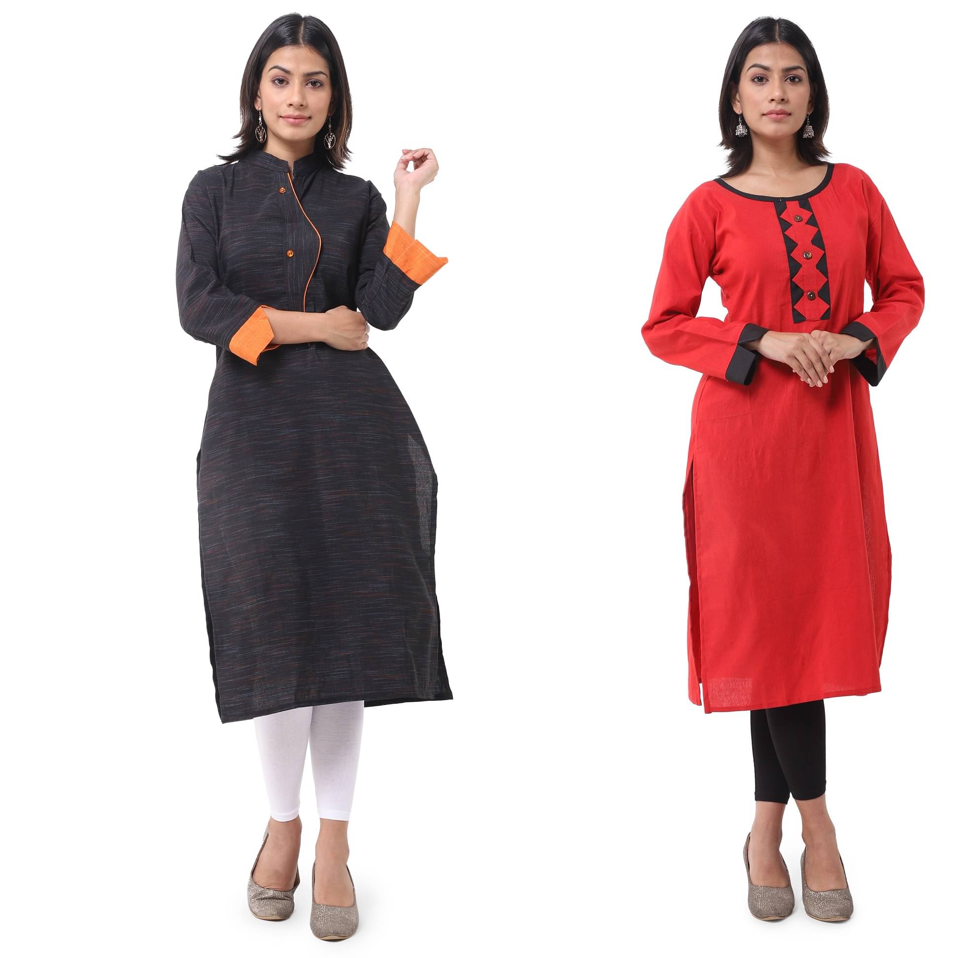 DESHBANDHU DBK - Multicolor Cotton Women's Straight Kurti ( Pack of 2 ) DESHBANDHU DBK - Multicolor Cotton Women's Straight Kurti ( Pack of 2 )