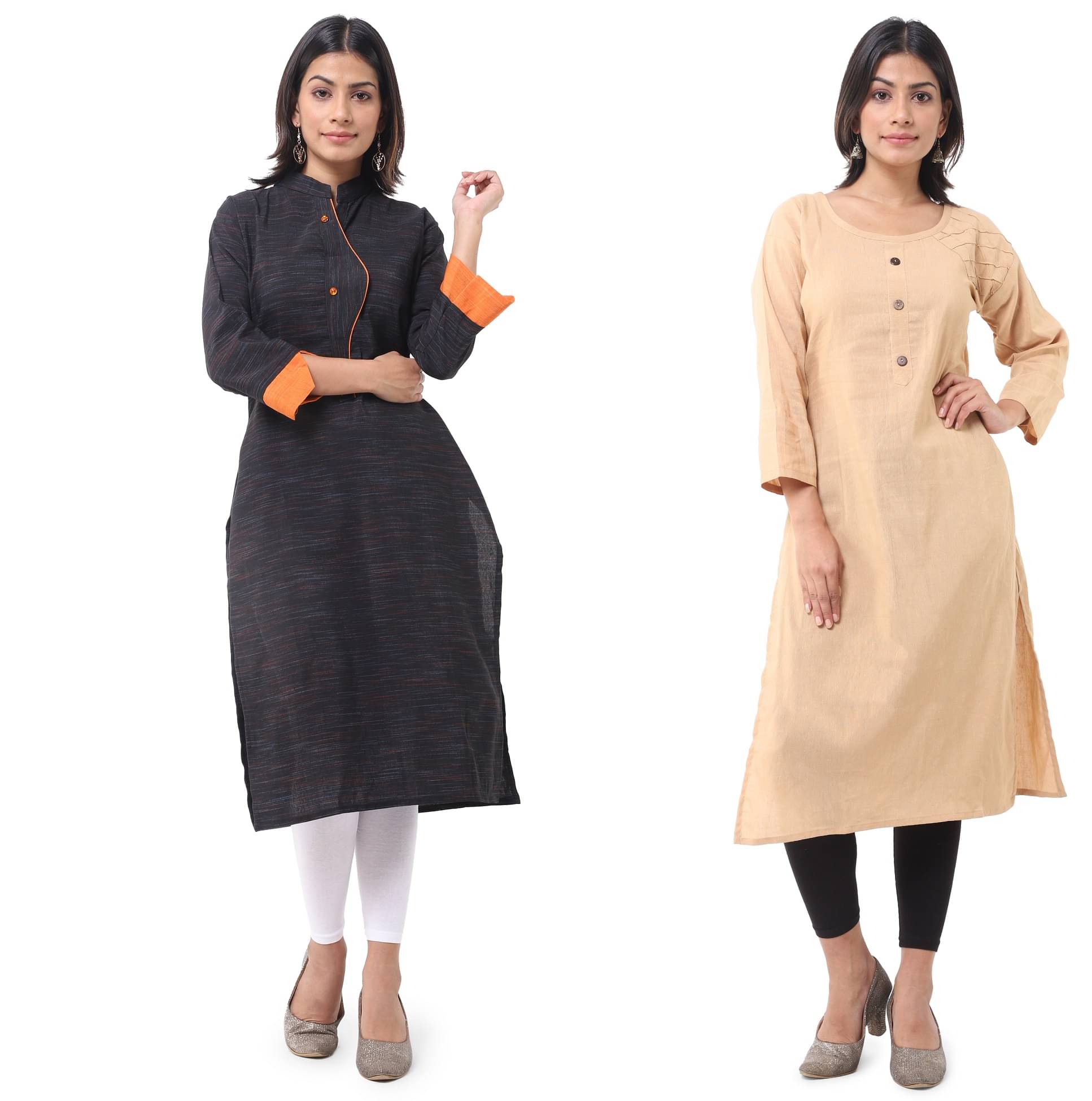     			DESHBANDHU DBK - Multicolor Cotton Women's Straight Kurti ( Pack of 2 )