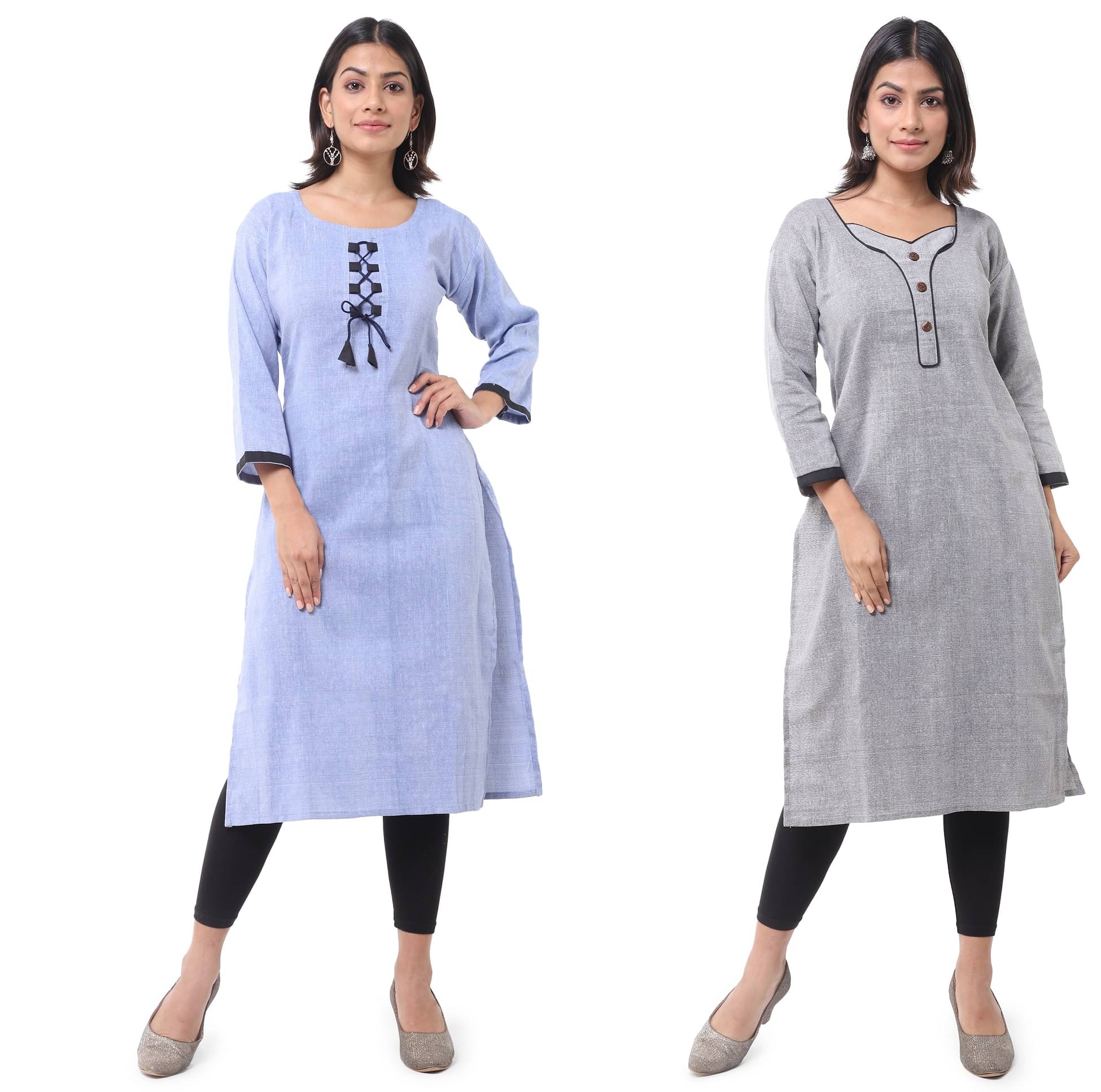     			DESHBANDHU DBK - Multicolor Cotton Women's Straight Kurti ( Pack of 2 )